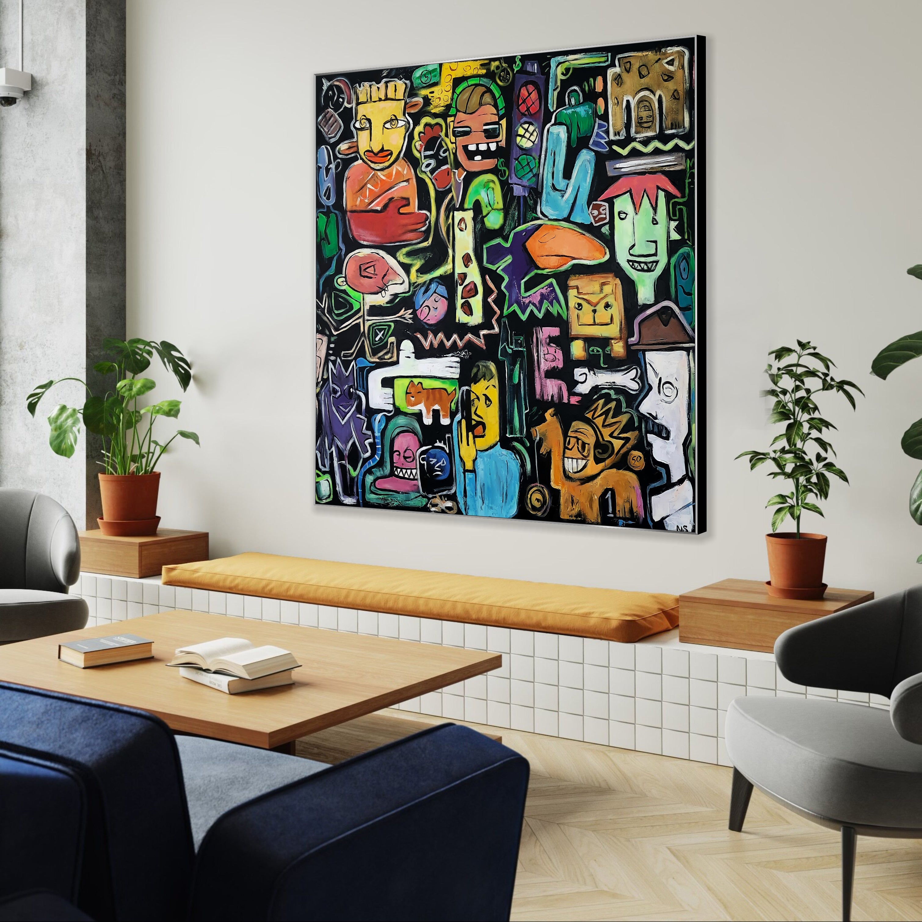 Textured modern abstract painting MODERN SOCIETY