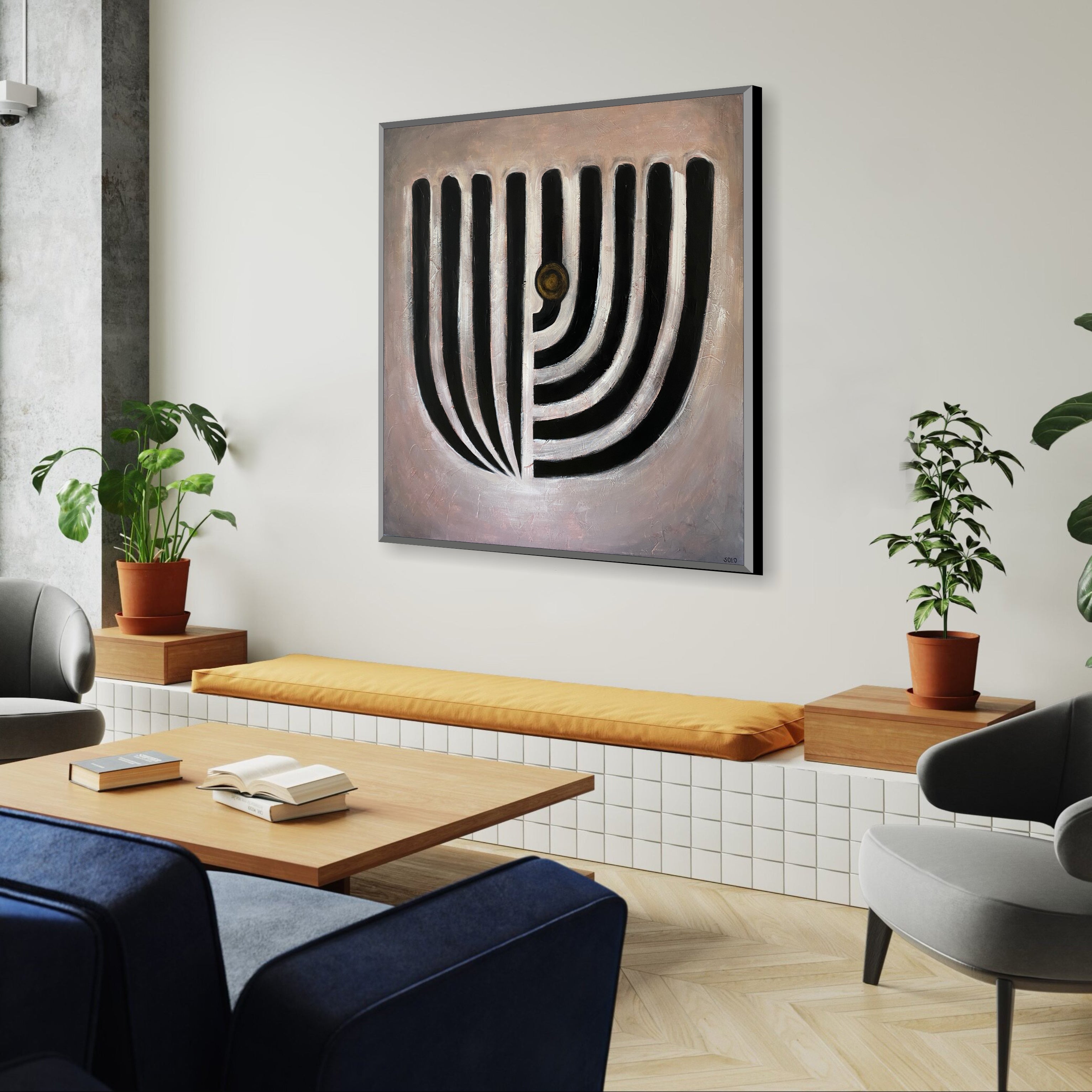 Bold Graphic Abstract Paintings MENORAH