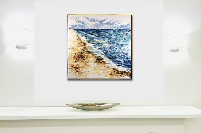 Invoice for 9 stretched + black +gold frames paintings 36x36" for Laurel Bledsoe