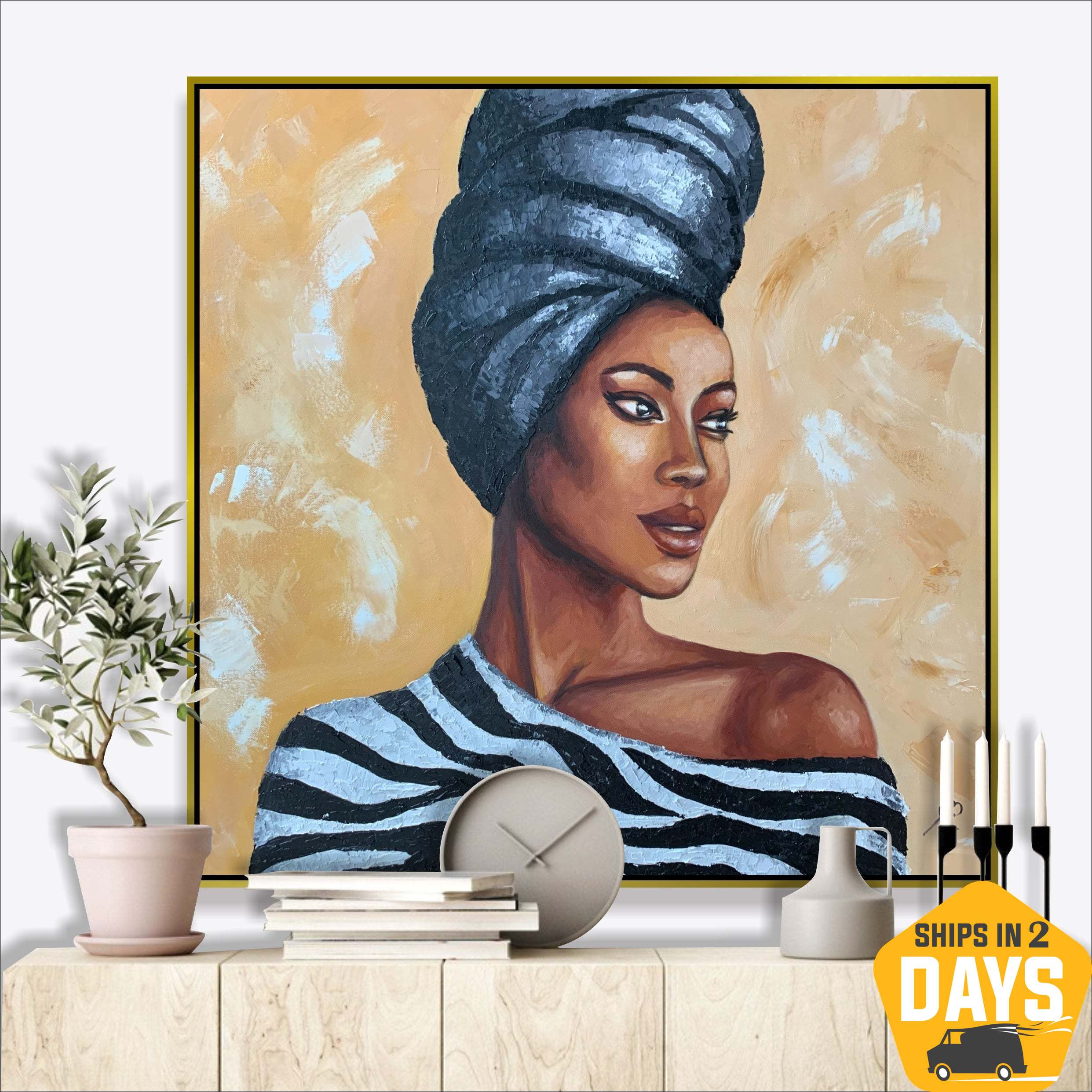 Realistic Woman Portrait AMBER ELEGANCE 39.4"x39.4"