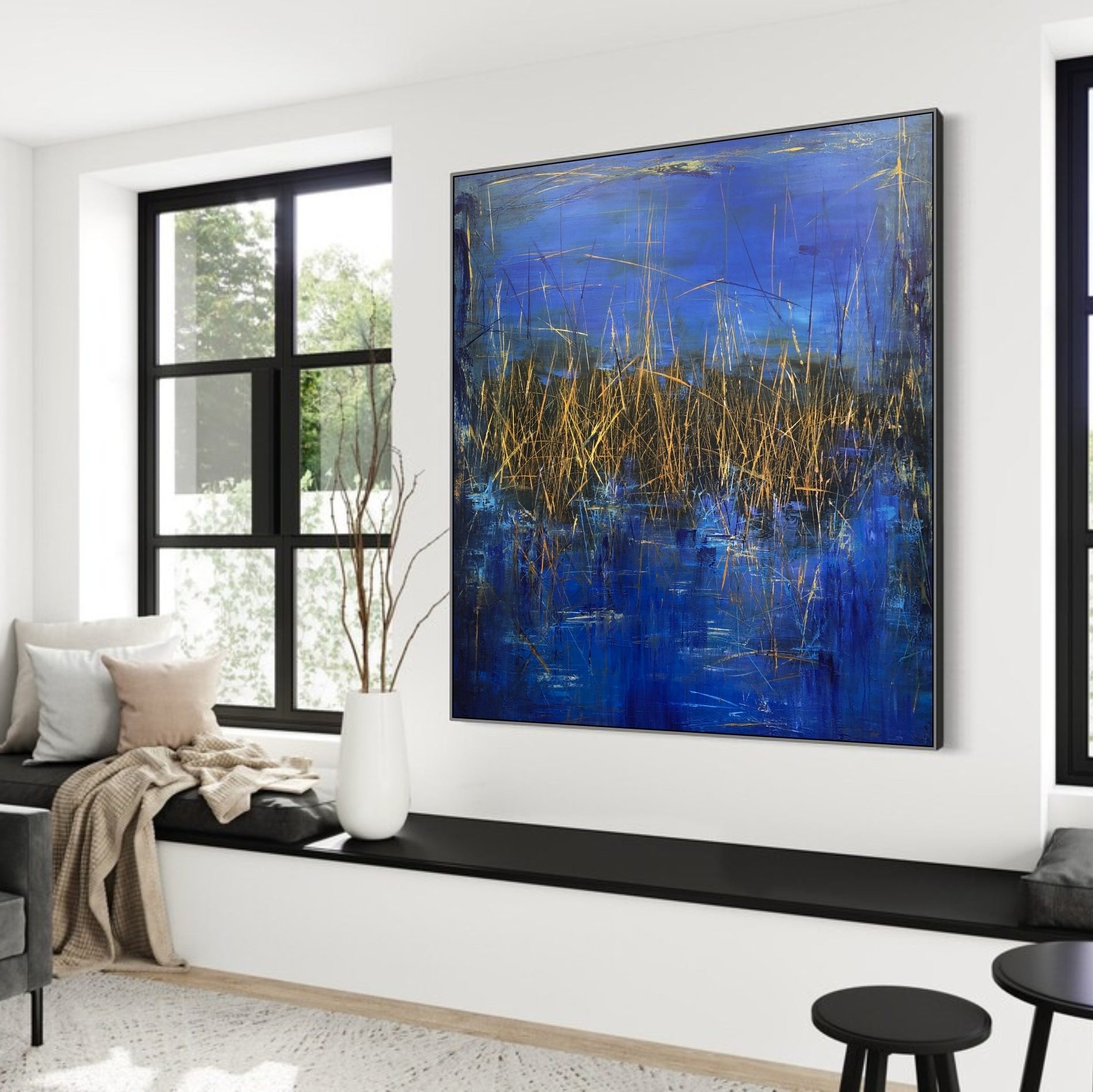 GOLDEN REEDS Acrylic, Oil Painting on Canvas Sold to Heather on December 2024 in size 50"x50"