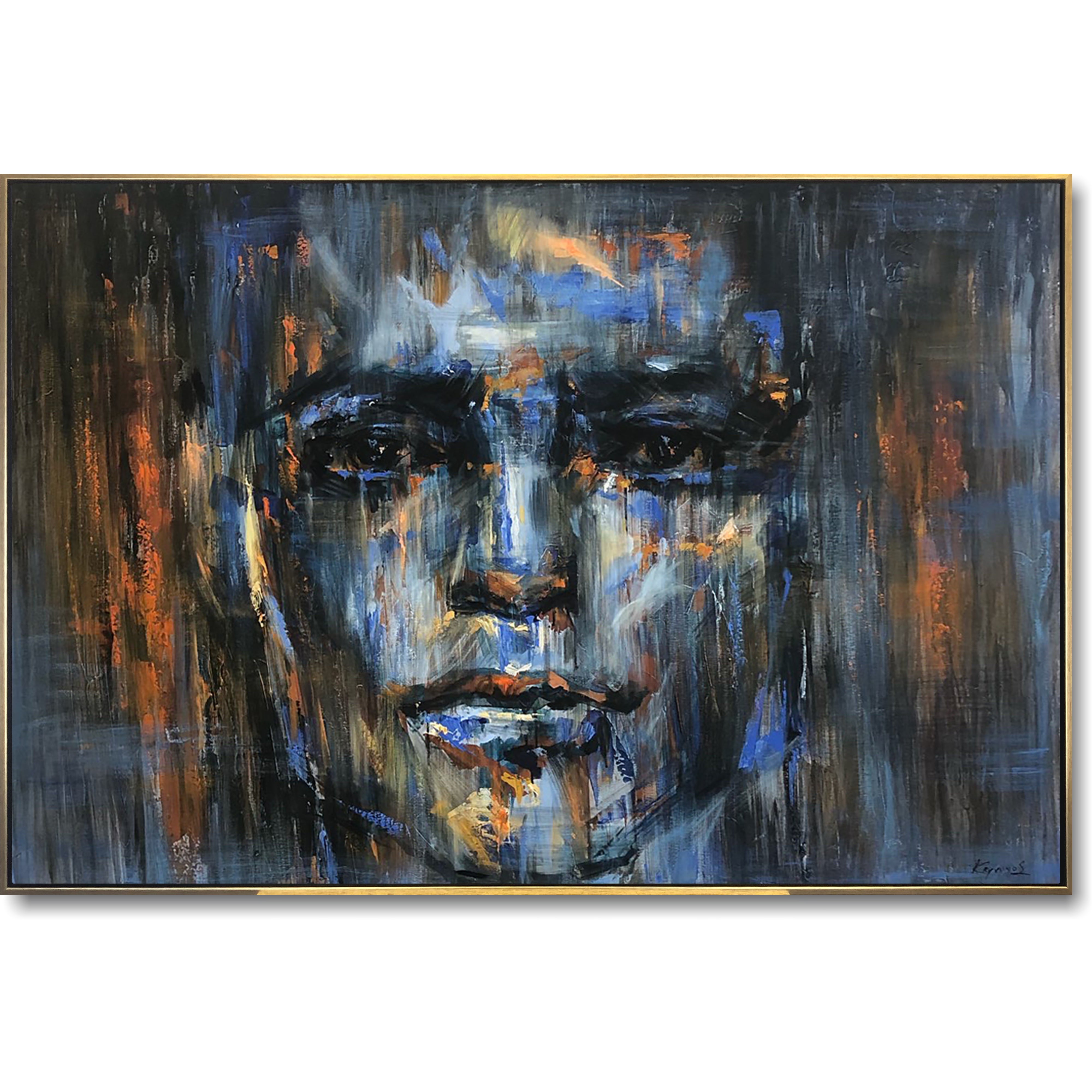 Abstract acrylic face portrait painting GULLIBLE FACE