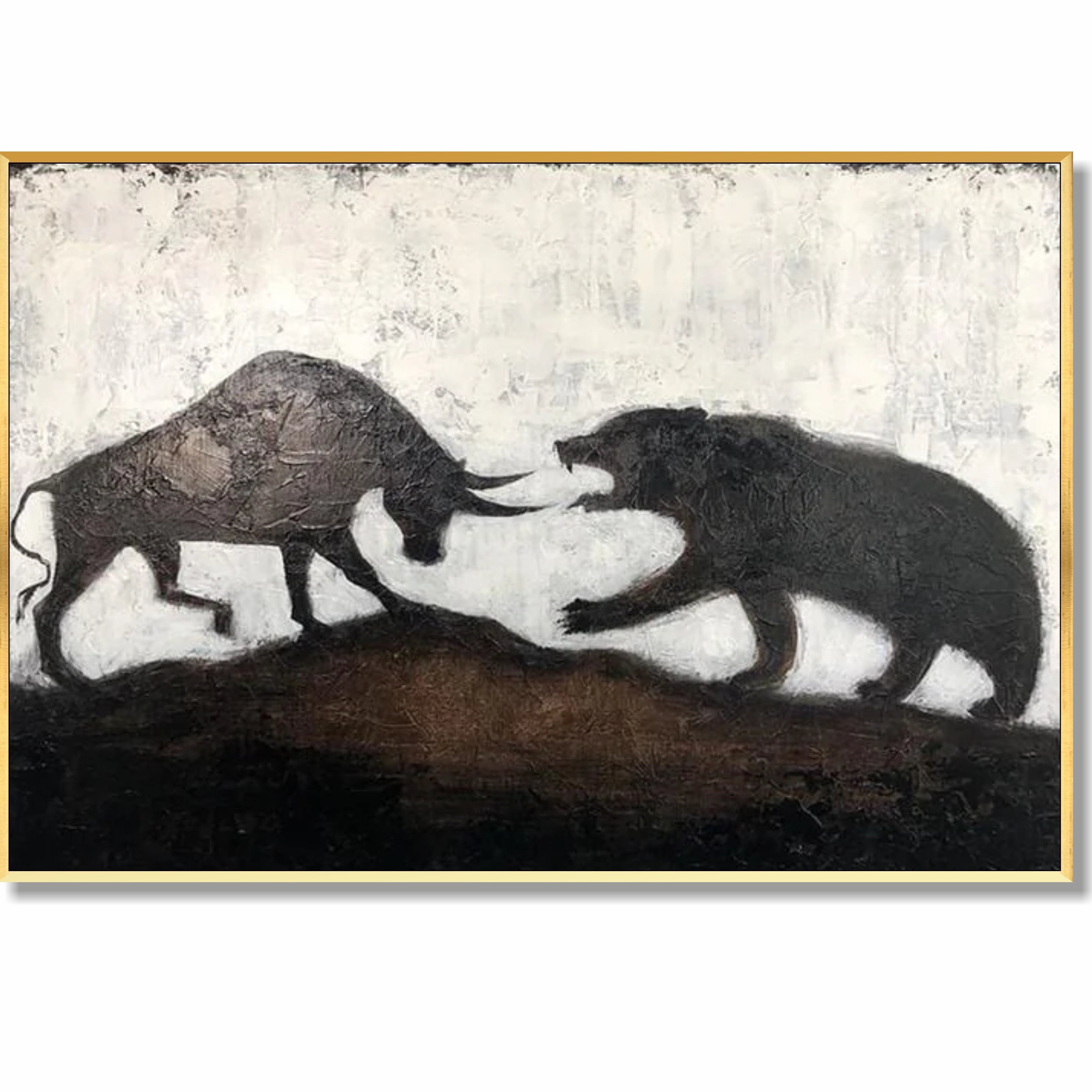 Animal abstract wall art BULL AGAINST BEAR