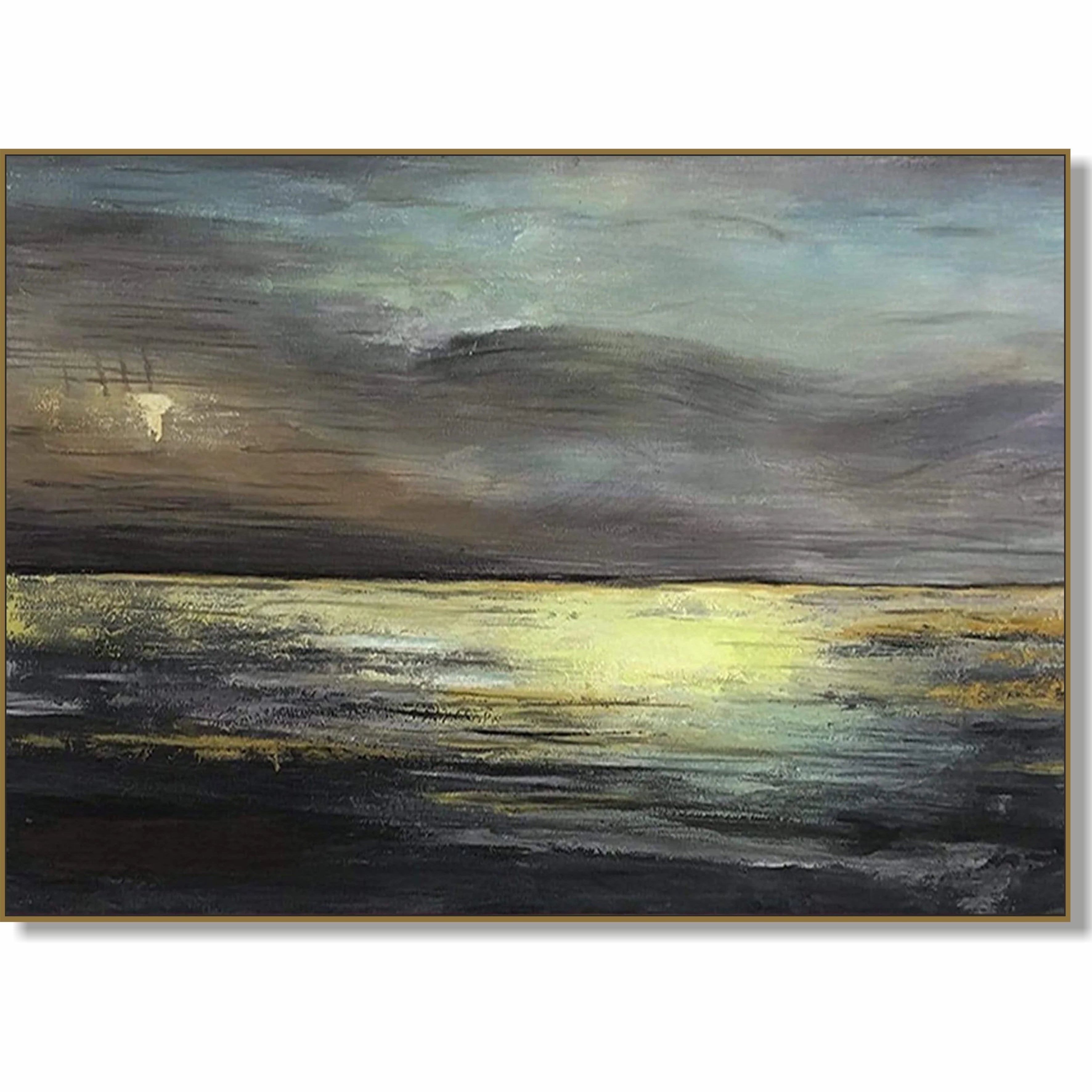 Abstract colorful landscape acrylic painting GOLDEN GLEAM