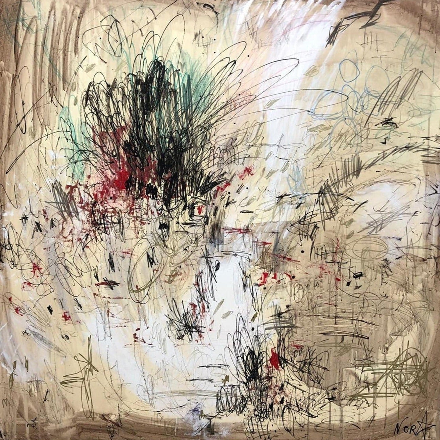 Chaotic brushstrokes abstract painting THISTLE