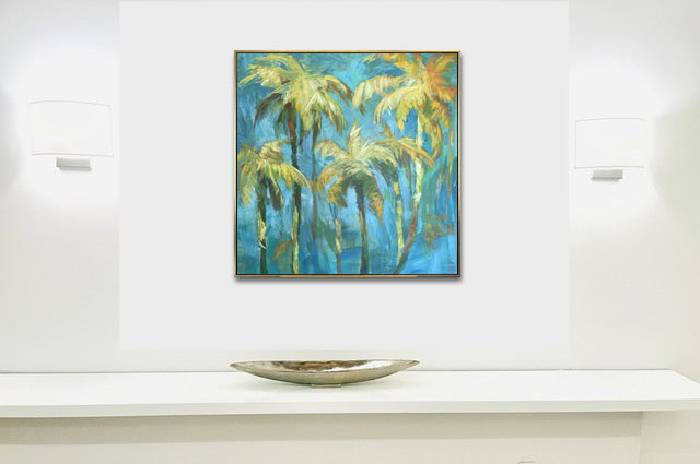 Invoice for 9 stretched + black +gold frames paintings 36x36" for Laurel Bledsoe