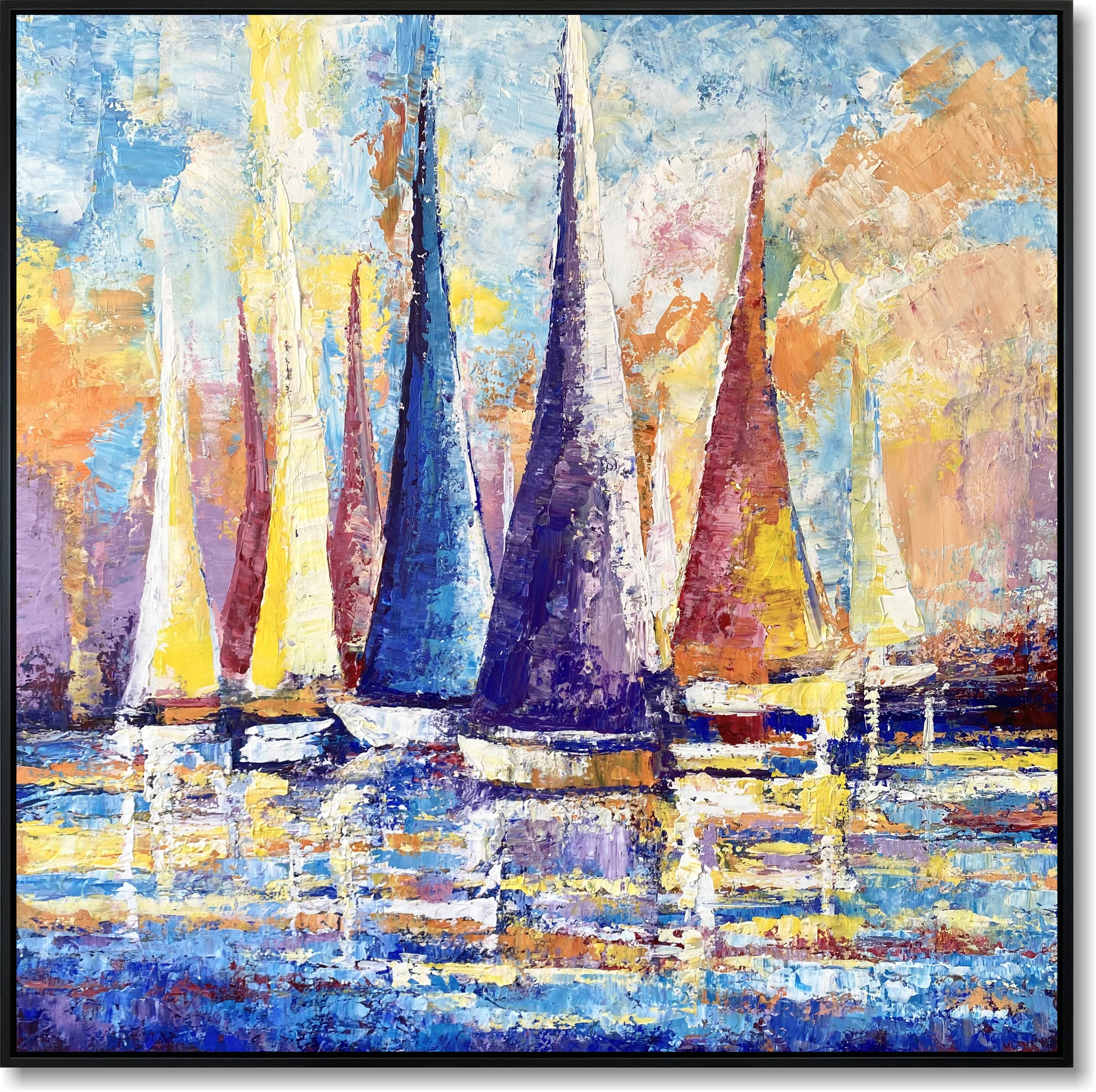 Large Abstract Acrylic Painting SUNSET SAILS
