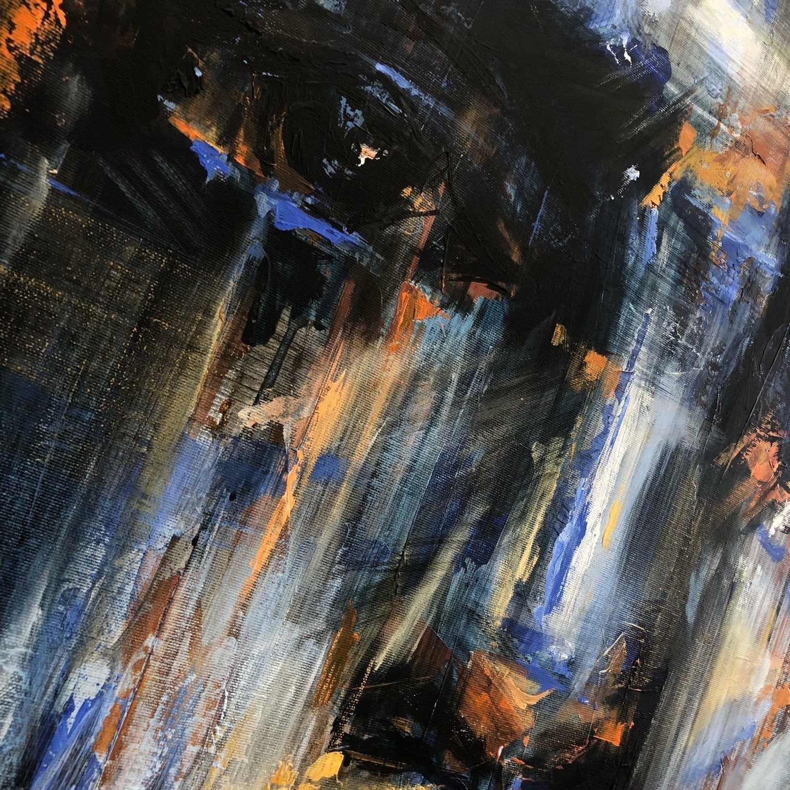 Abstract acrylic face portrait painting GULLIBLE FACE