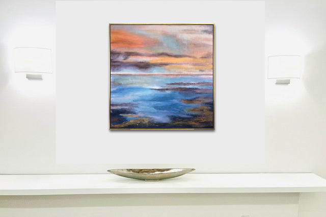 Invoice for 9 stretched + black +gold frames paintings 36x36" for Laurel Bledsoe