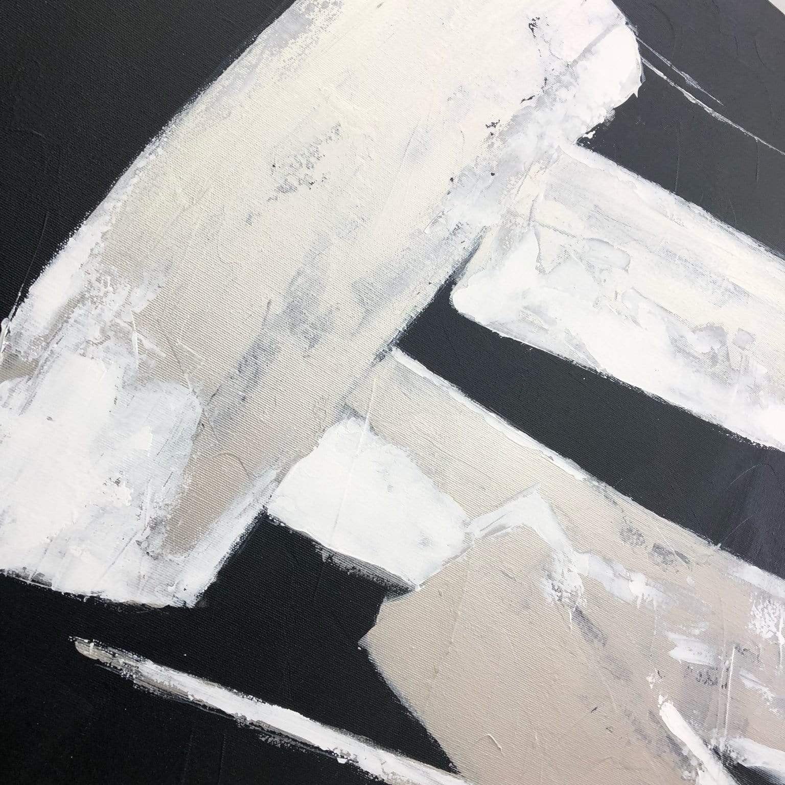 Vertical black and white set of 2 paintings BREATHING