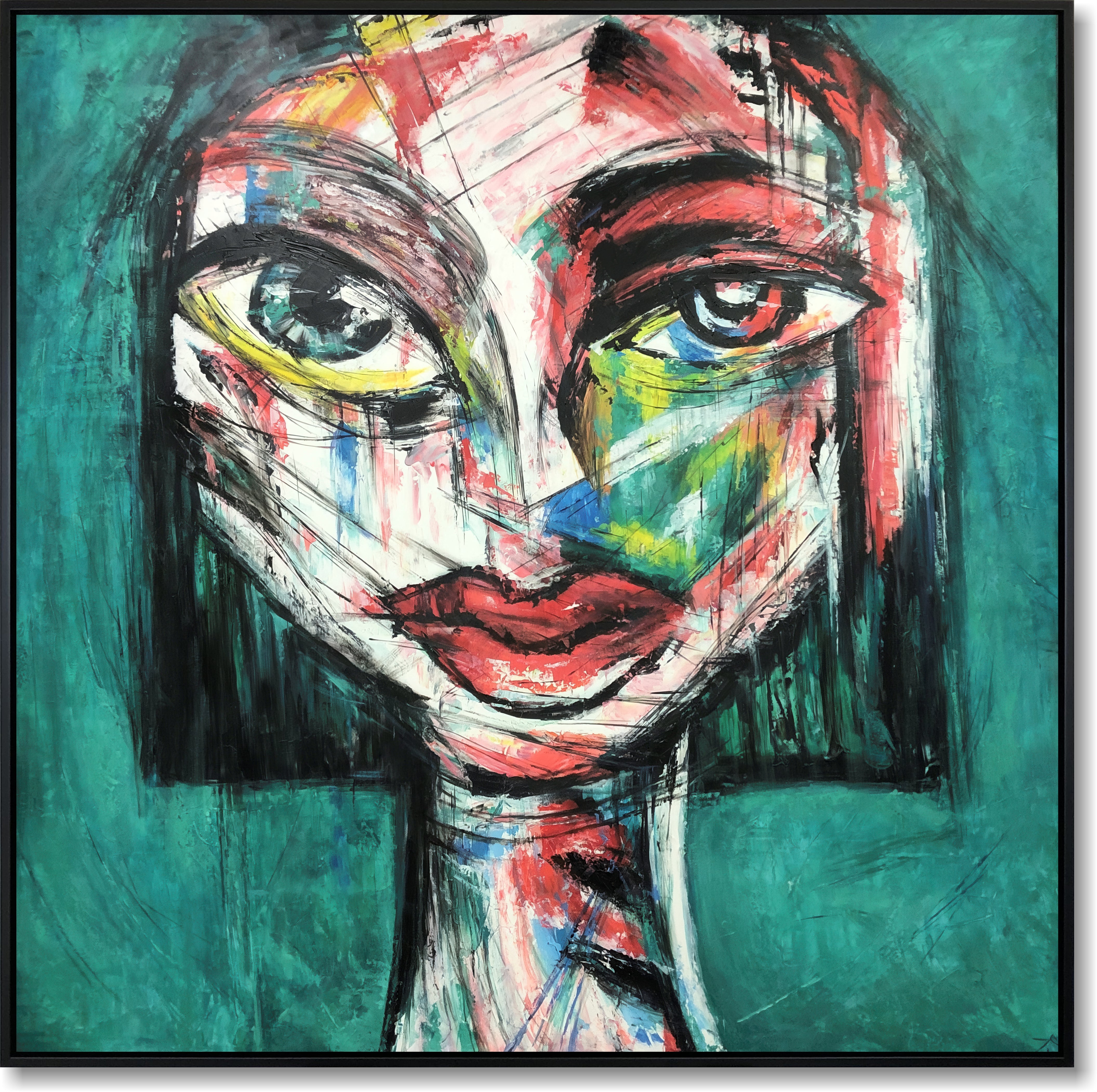 Abstract female portrait painting LADY BIRD