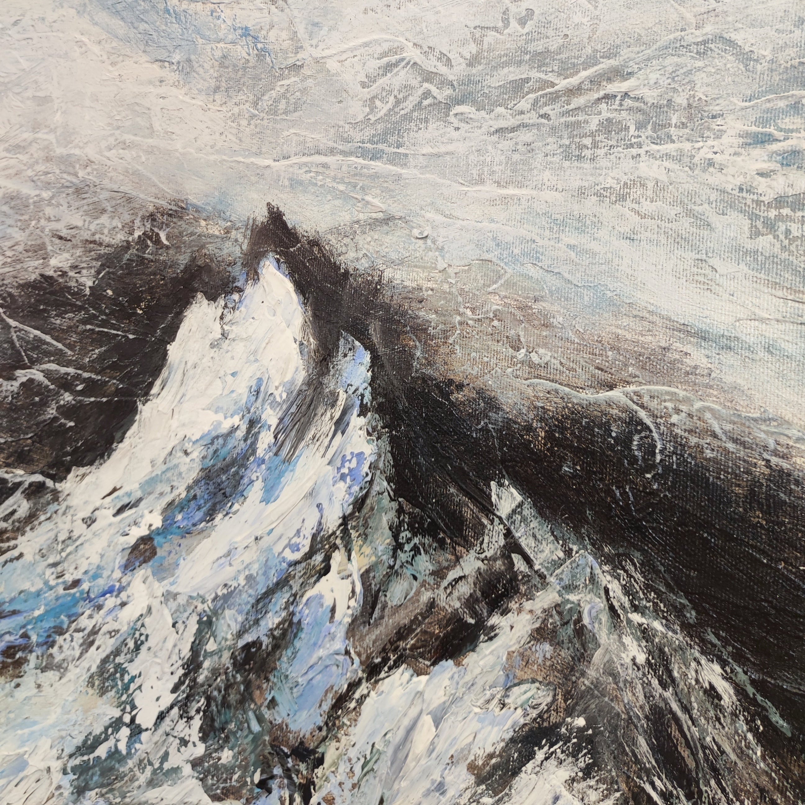 Large abstract set of 3 paintings SNOWY SUMMITS