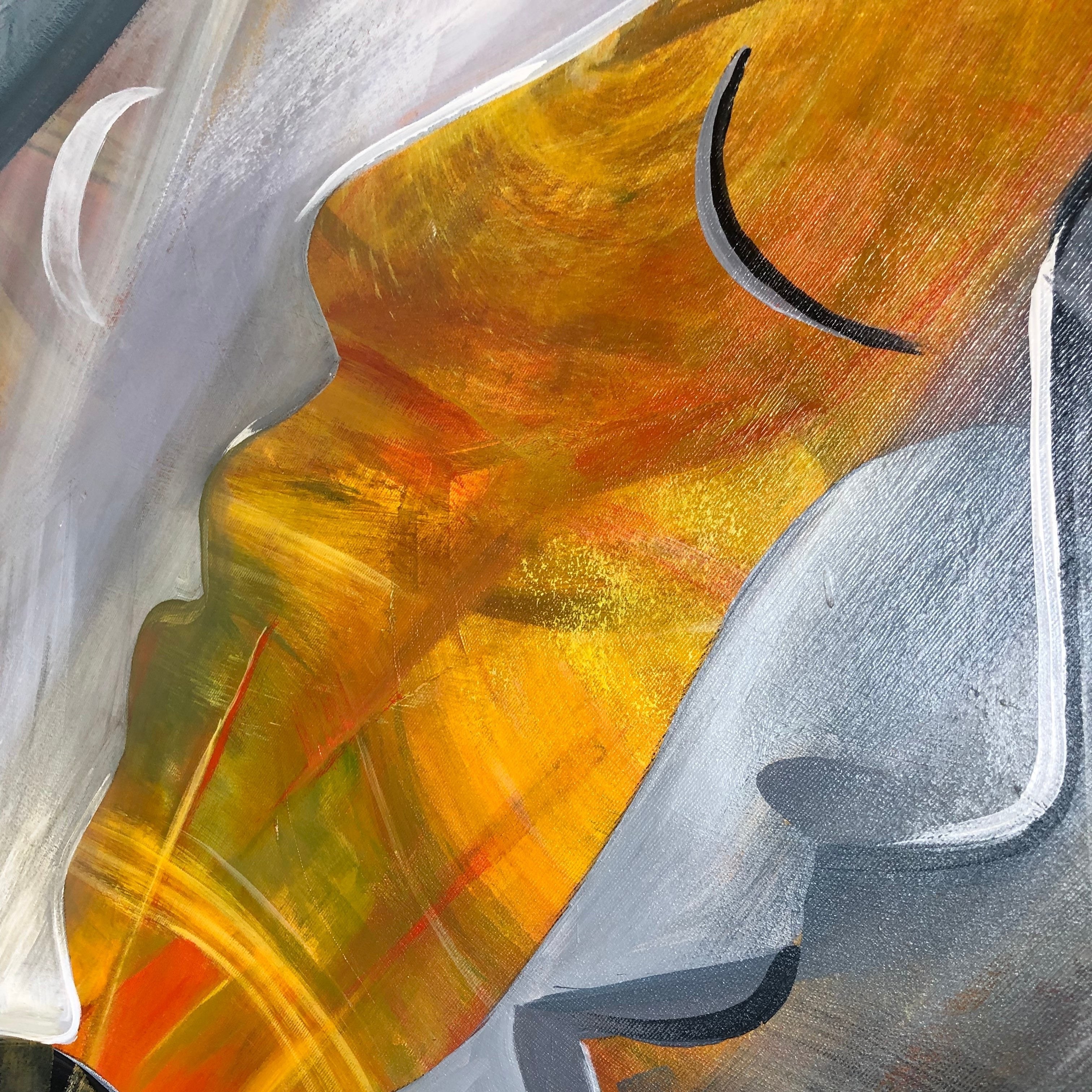 Abstract acrylic faces painting MOON DIVA