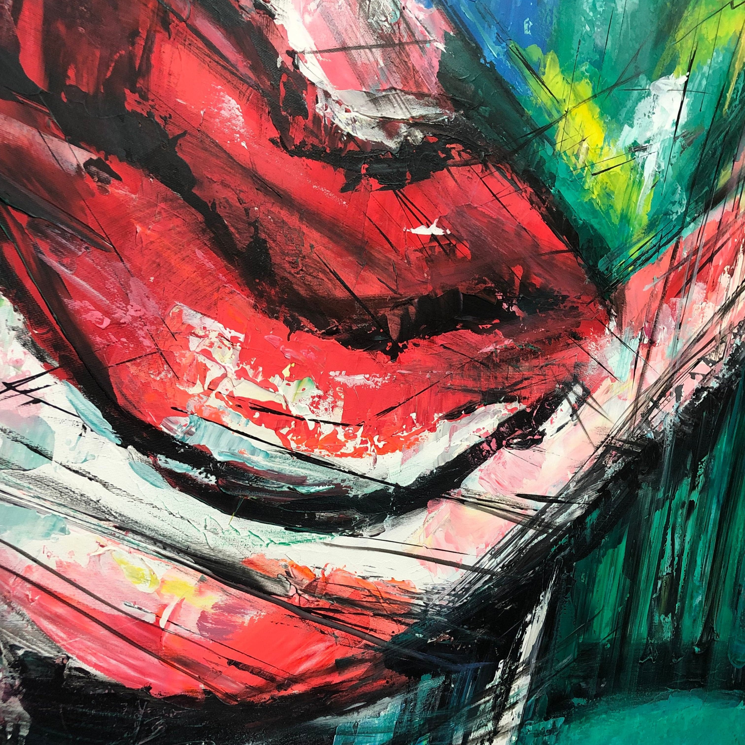 Abstract female portrait painting LADY BIRD