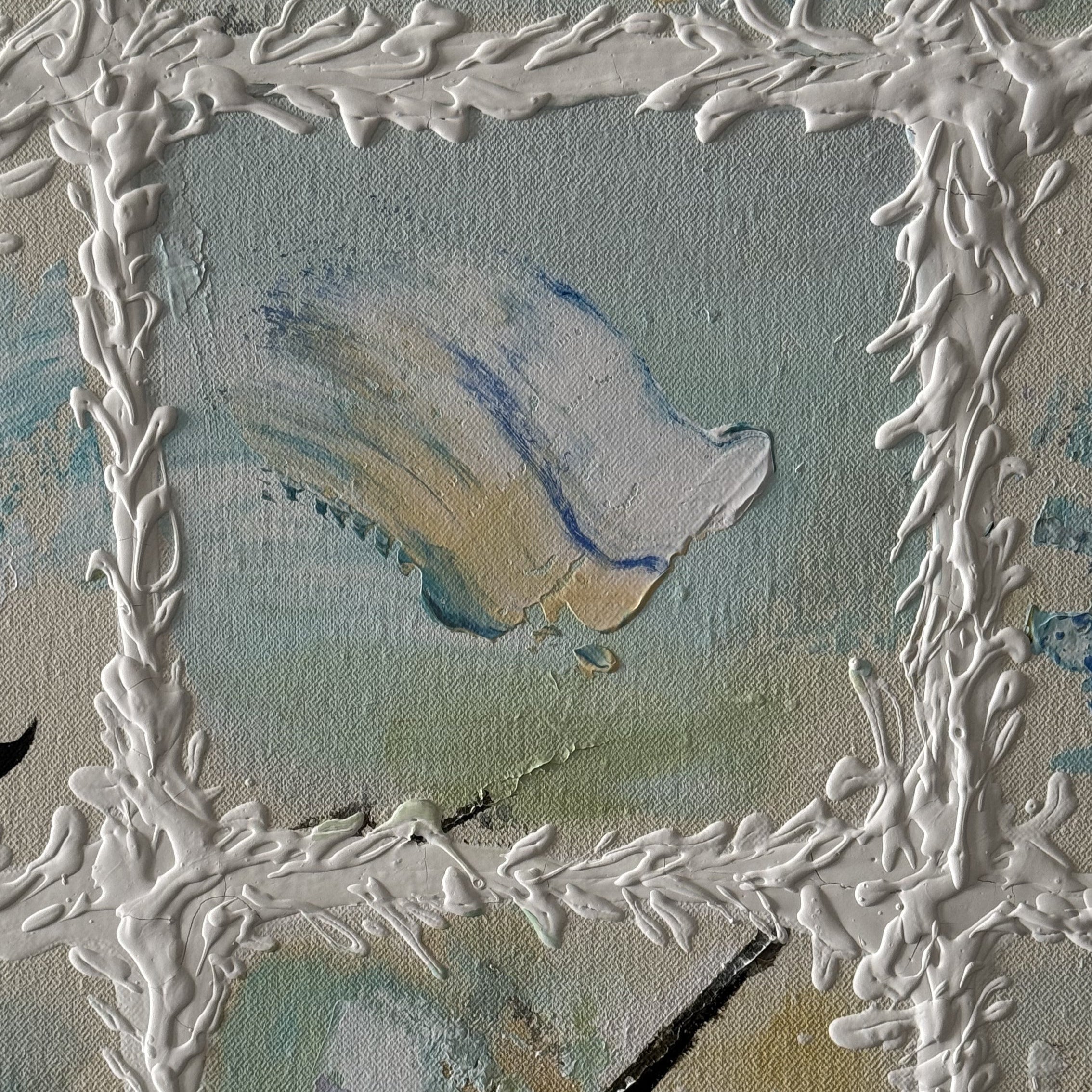 Colorful Mixed Media Art BETWEEN THE SAND AND THE SEA 50"x50"