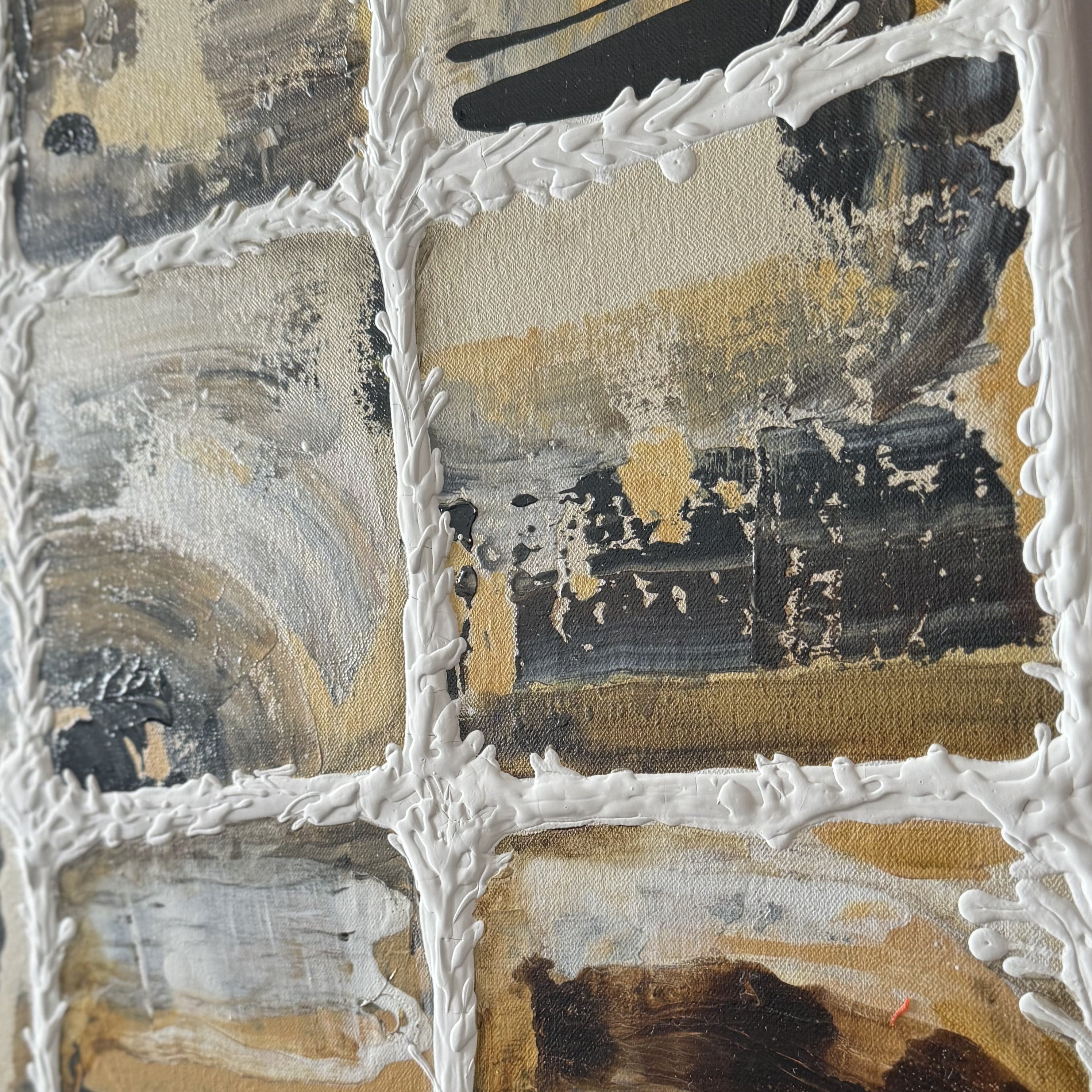 Colorful Mixed Media Art BETWEEN THE SAND AND THE SEA 50"x50"