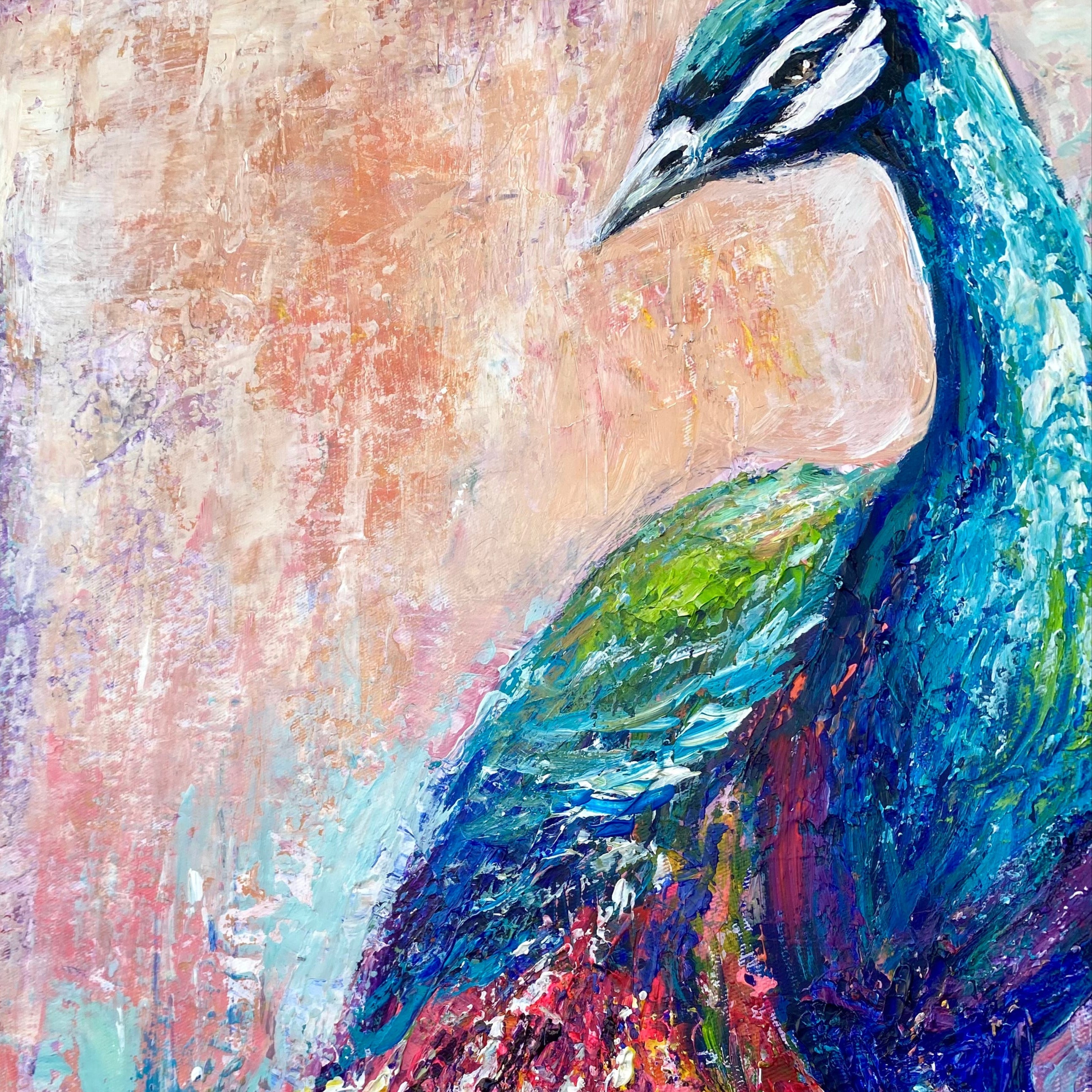 MAJESTIC PEACOCK 32"x32"