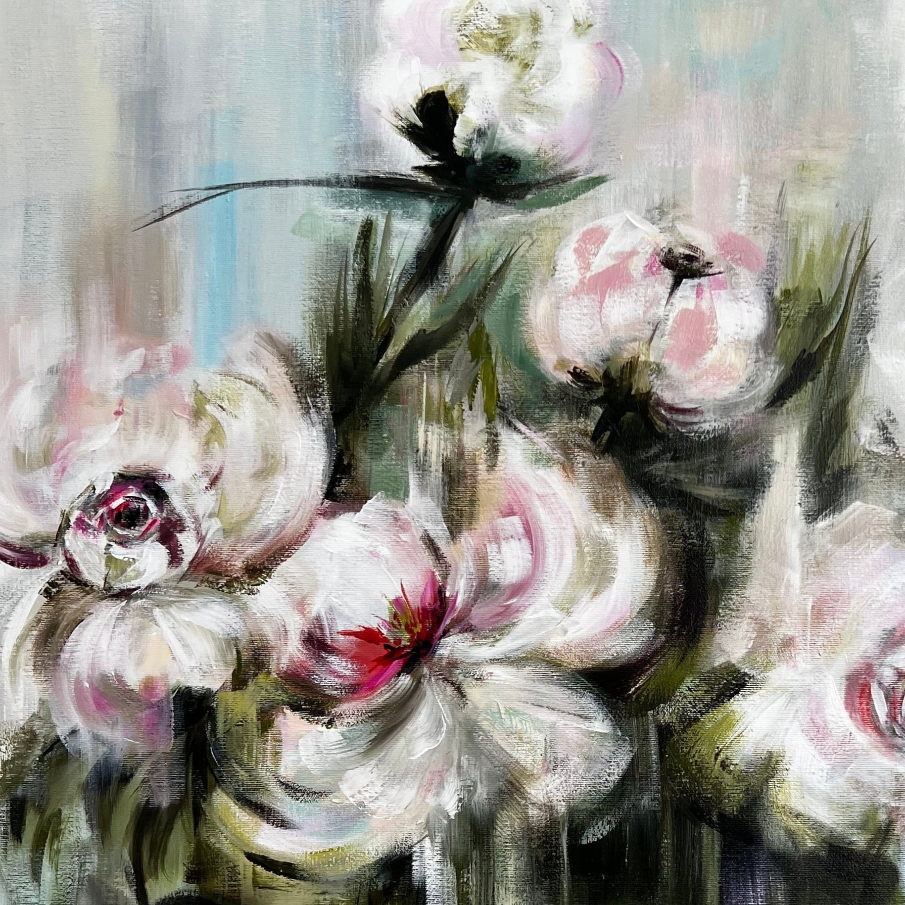 WISPERS OF PEONIES 32"x32"