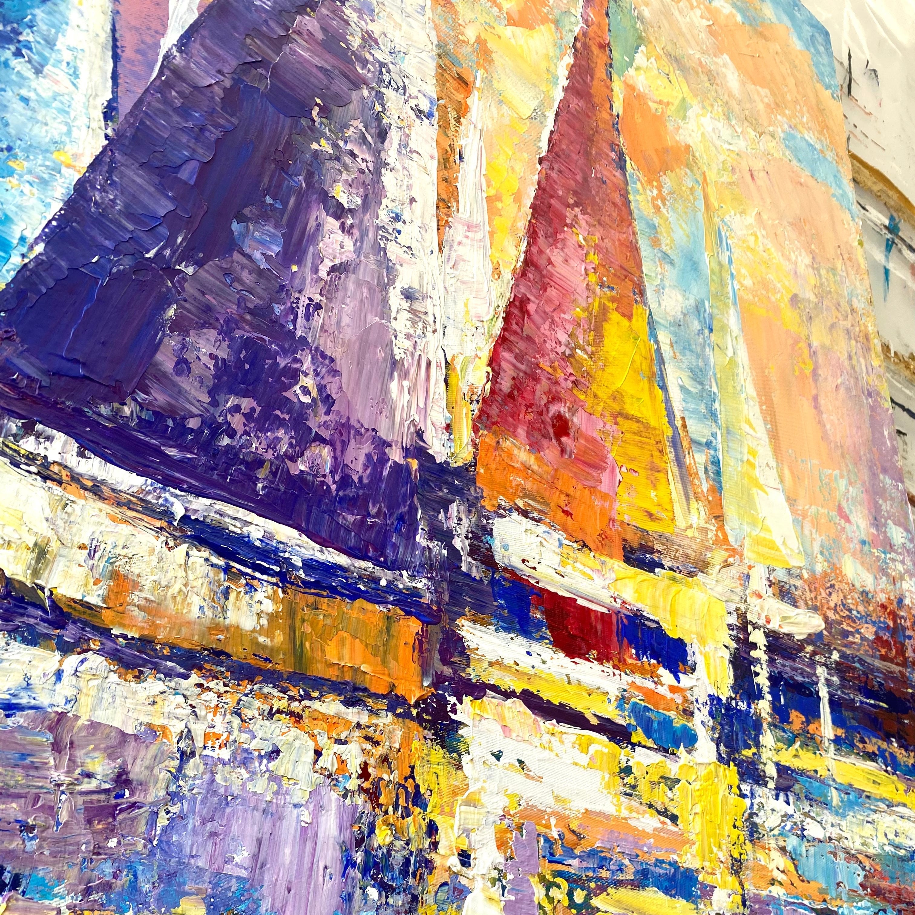 Large Abstract Acrylic Painting SUNSET SAILS