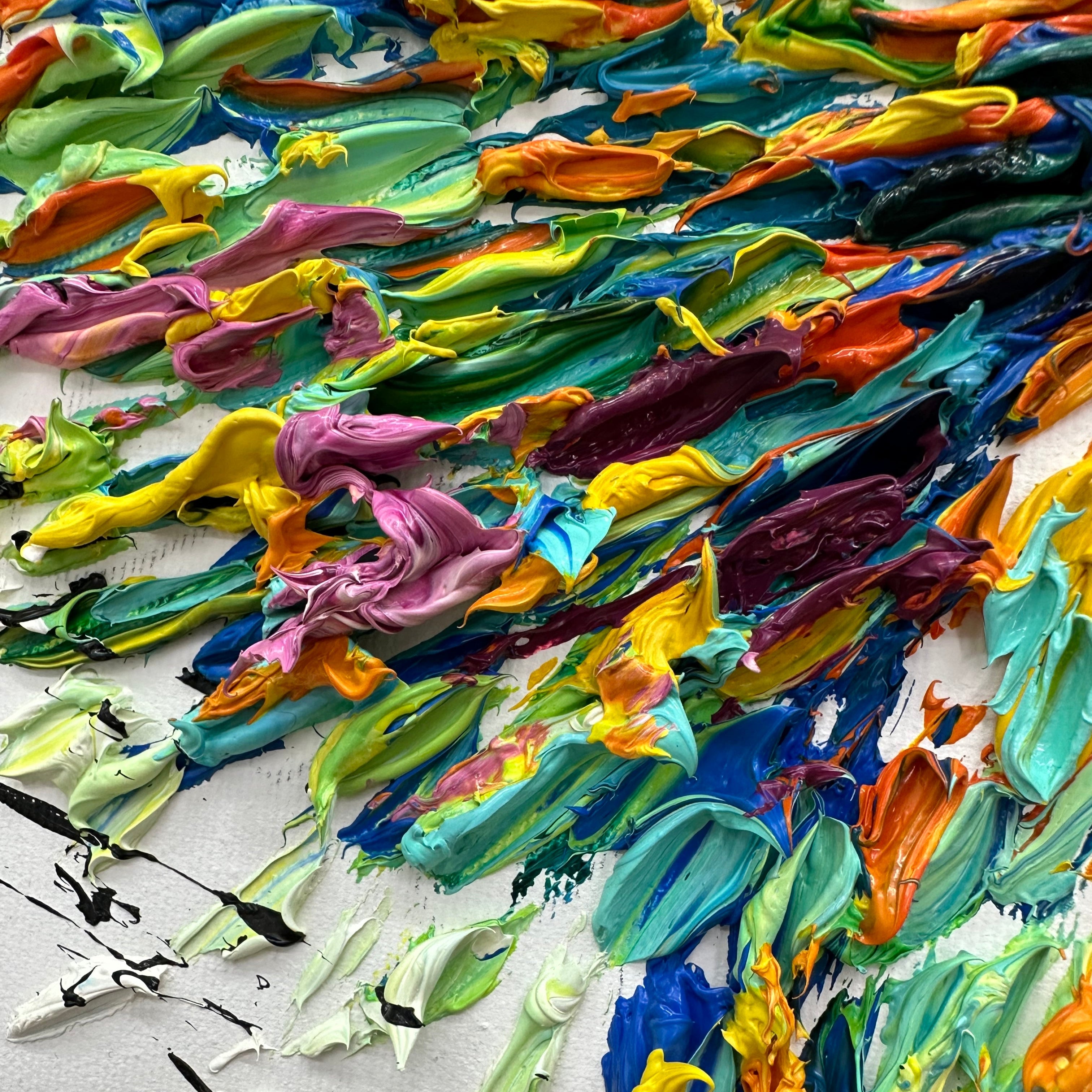 Abstract tree and bird paintings SPRING HUMMINGBIRD