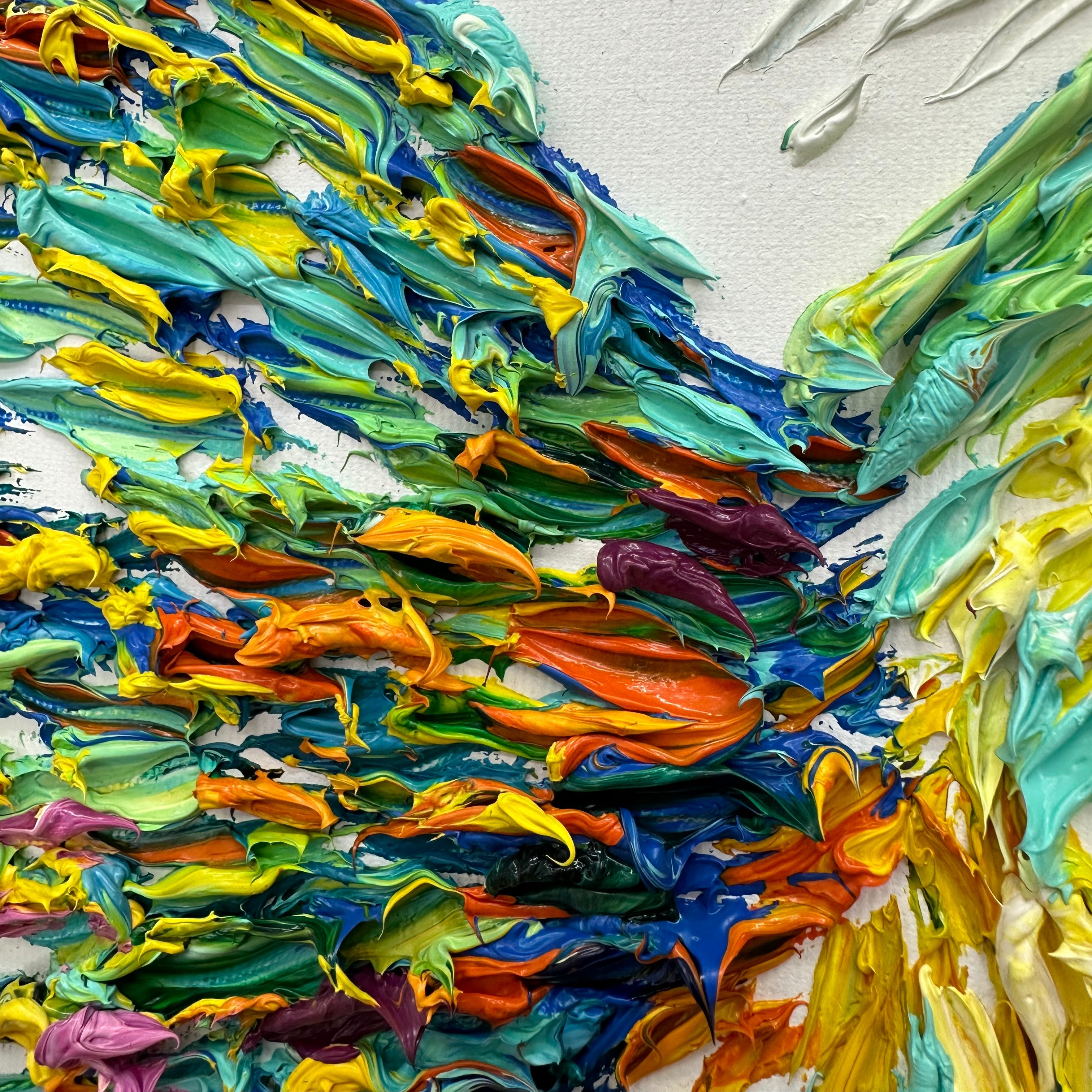 Abstract tree and bird paintings SPRING HUMMINGBIRD