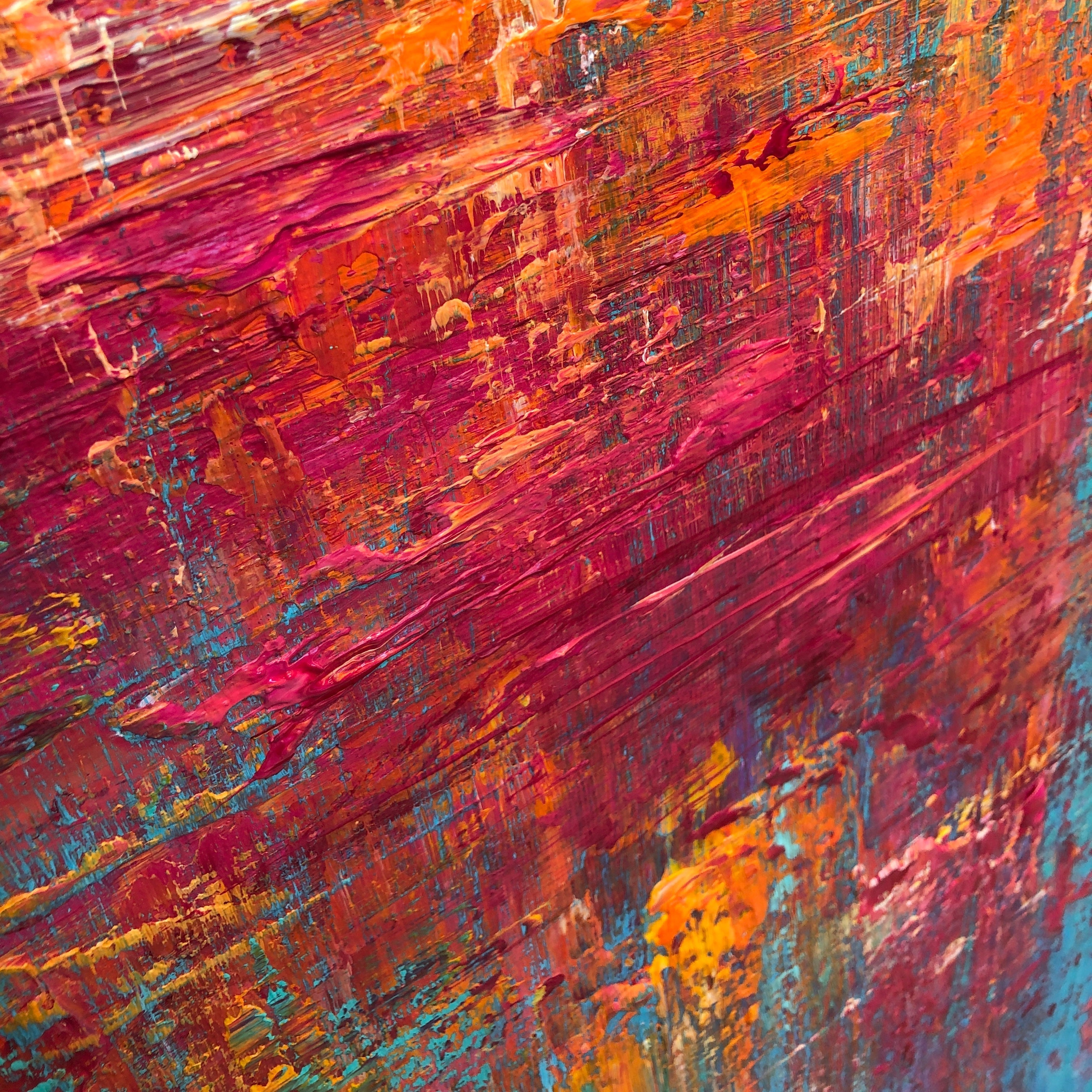 Vibrant original textured triptych art RIOT OF COLORS