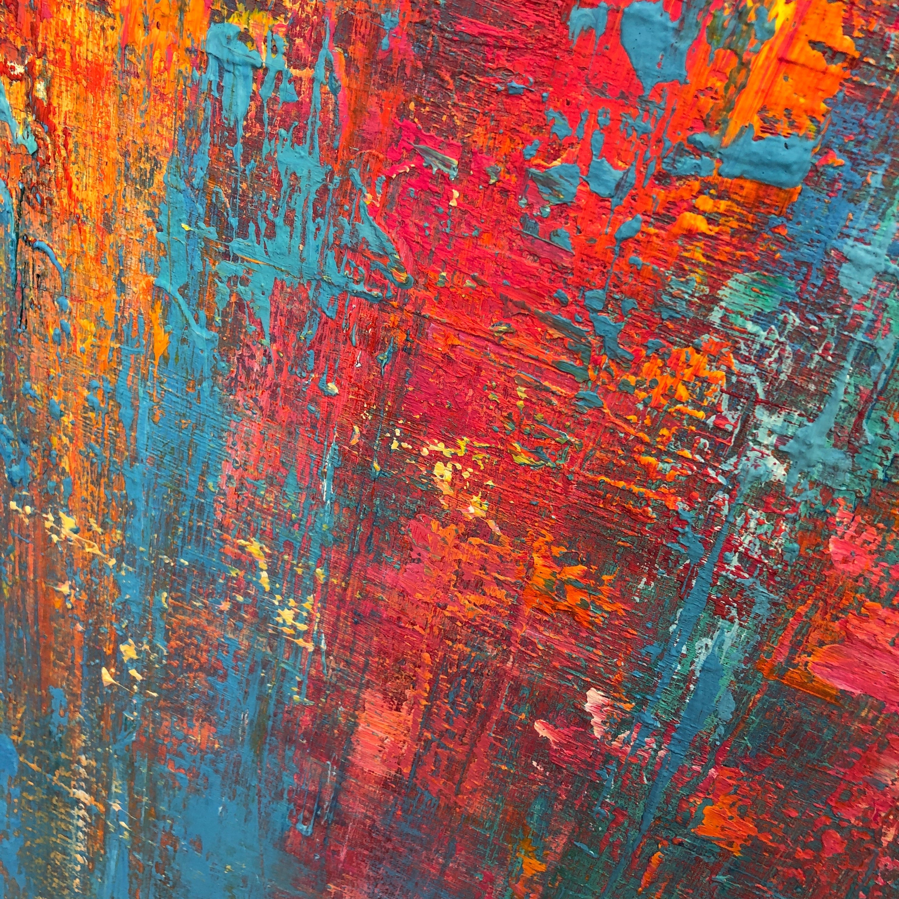 Vibrant original textured triptych art RIOT OF COLORS