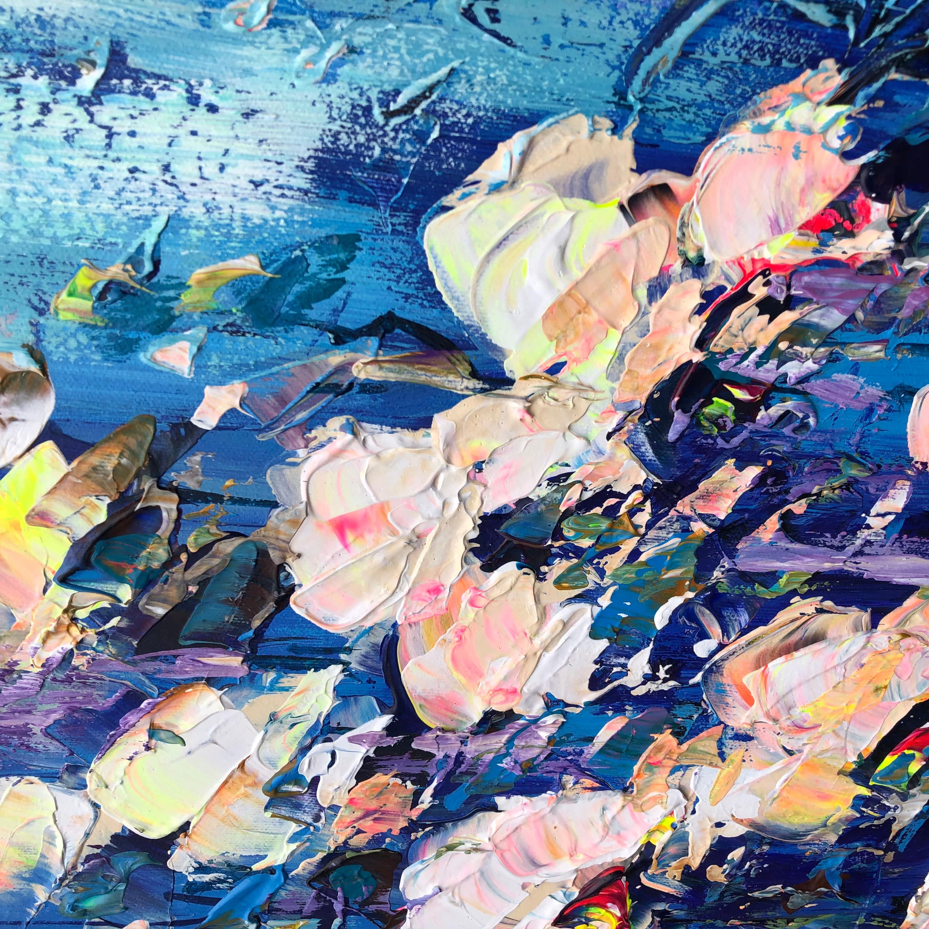 Vibrant abstract textured artwork BLUE FIELD