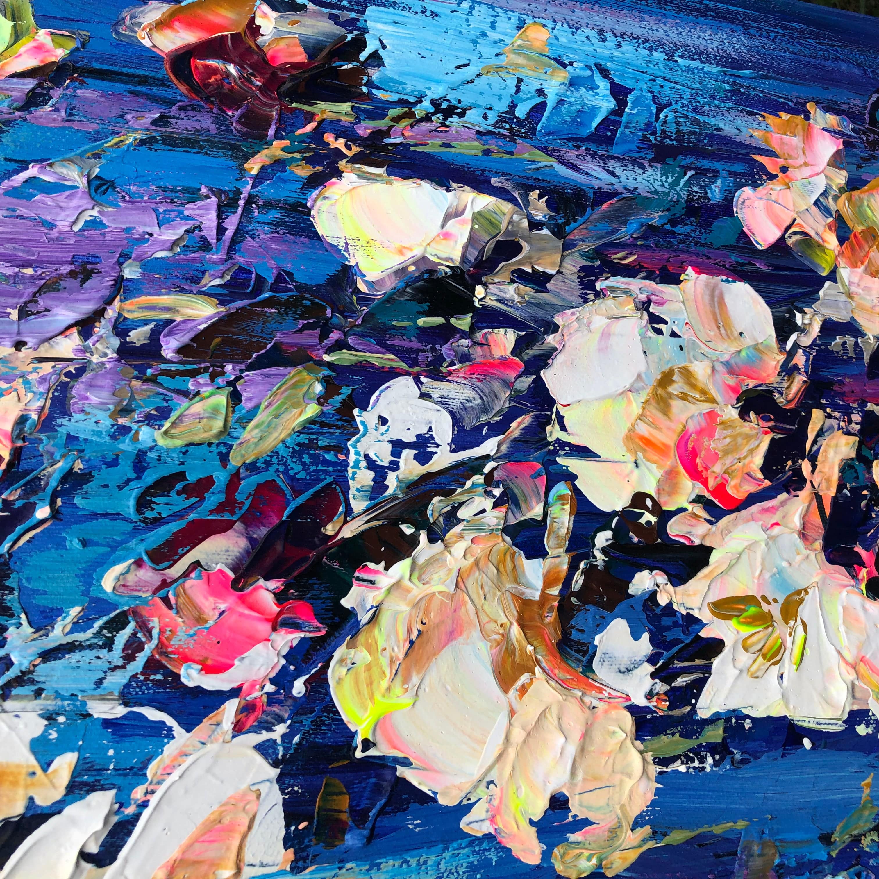 Vibrant abstract textured artwork BLUE FIELD