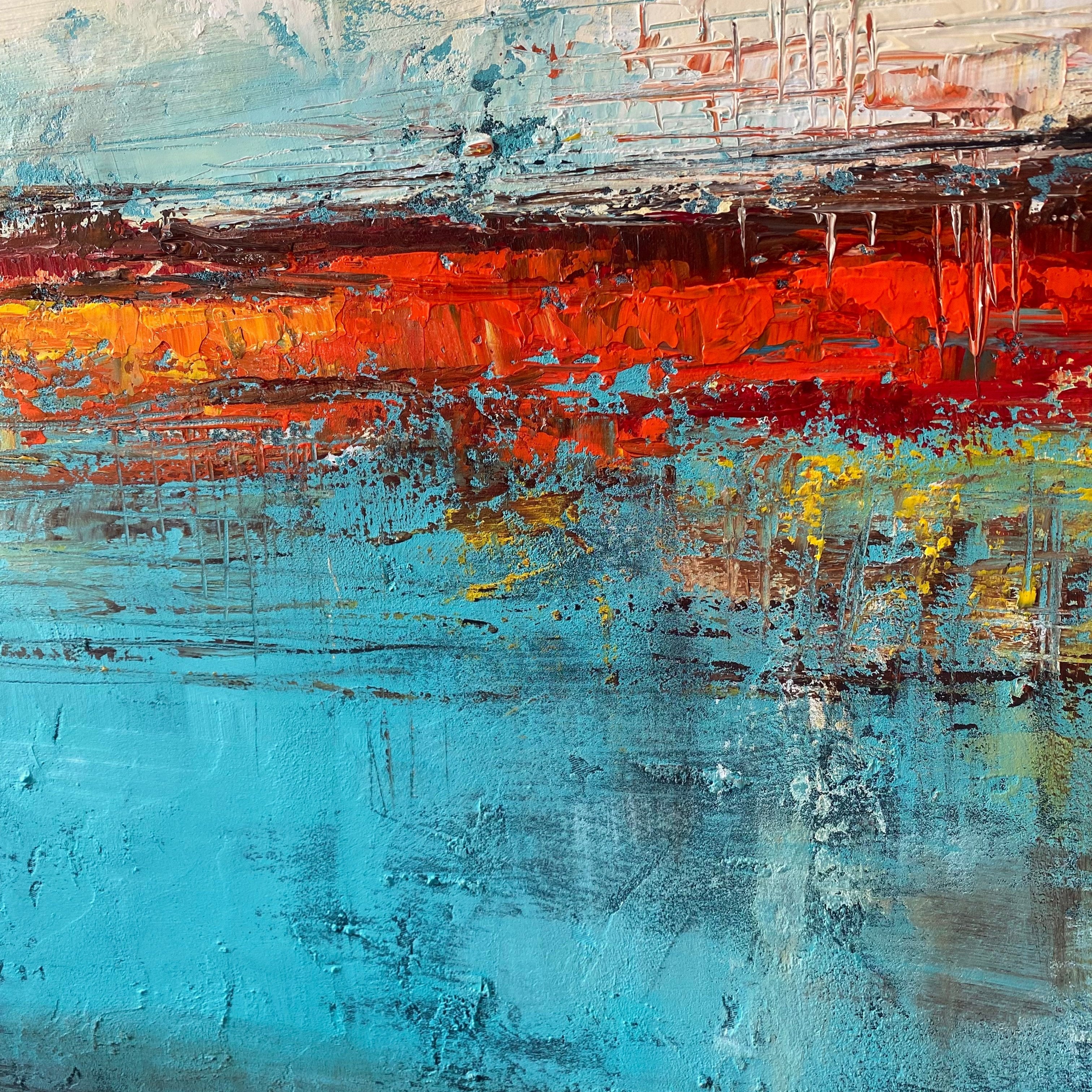 BLUE AND BEIGE ENERGY 40"x40"