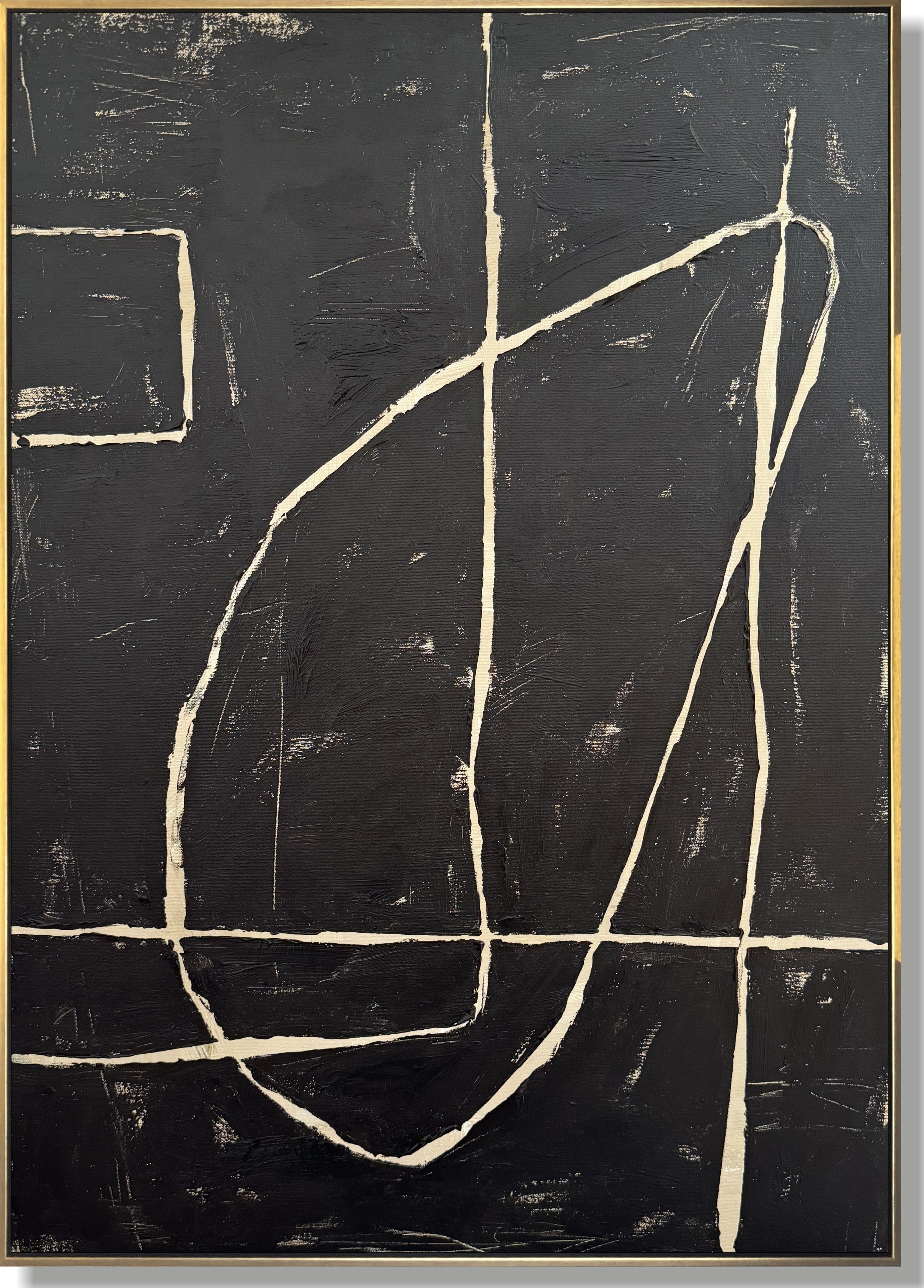 Black and white abstract painting CONTEMPORARY LINES