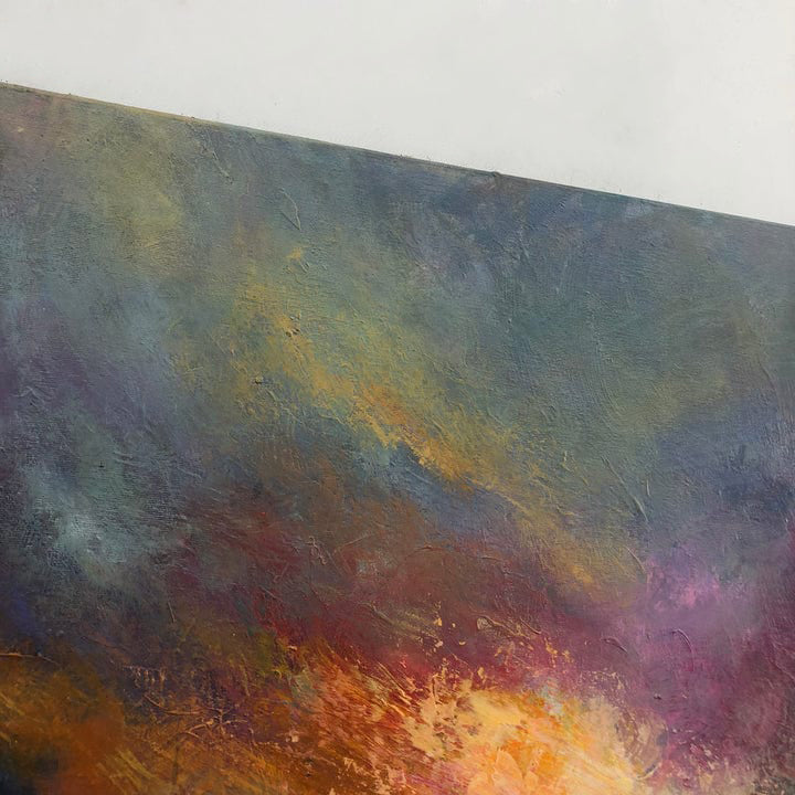 Abstract painting acrylic modern SUNSET OVER THE OCEAN