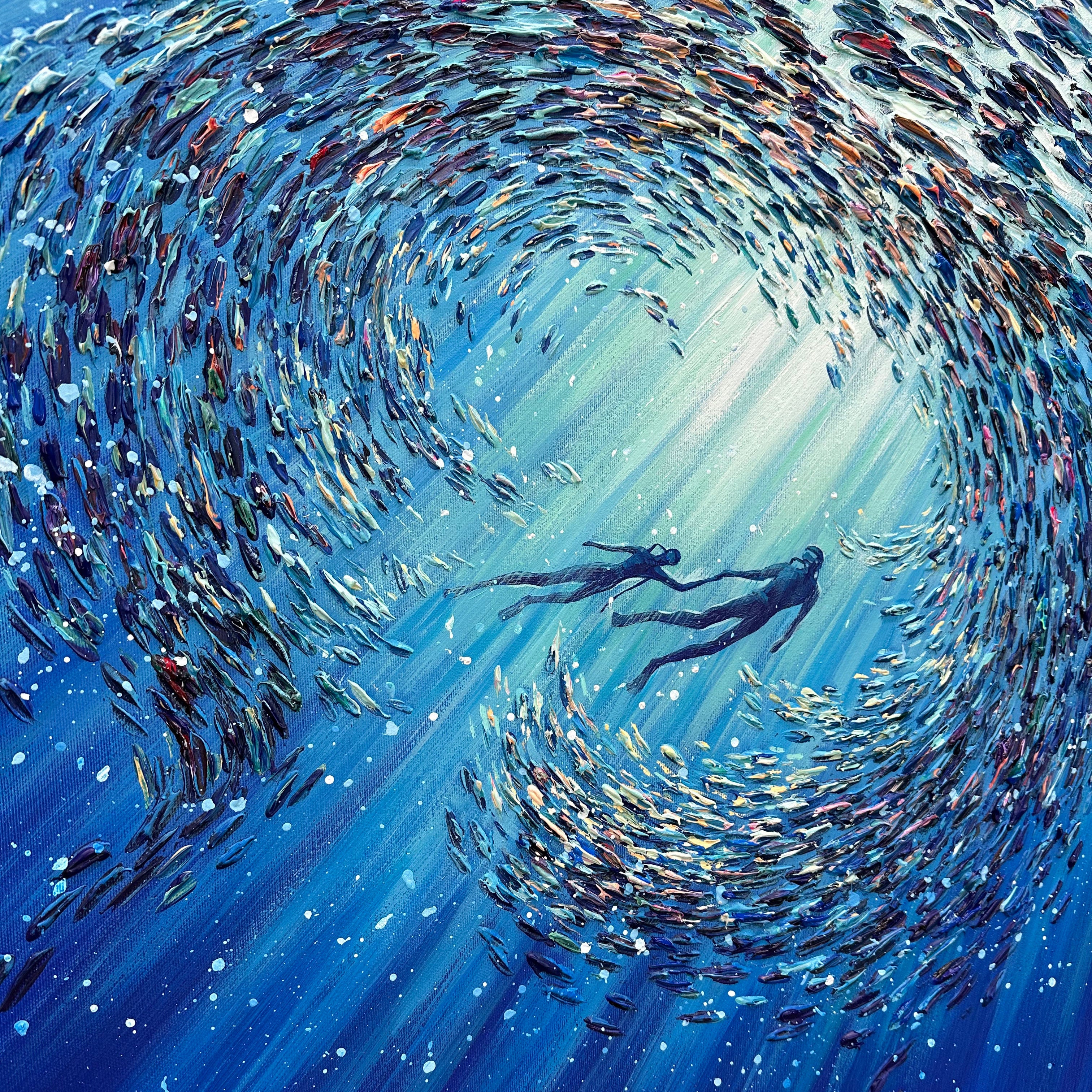 Rich textured blue tones art OCEAN BALLET