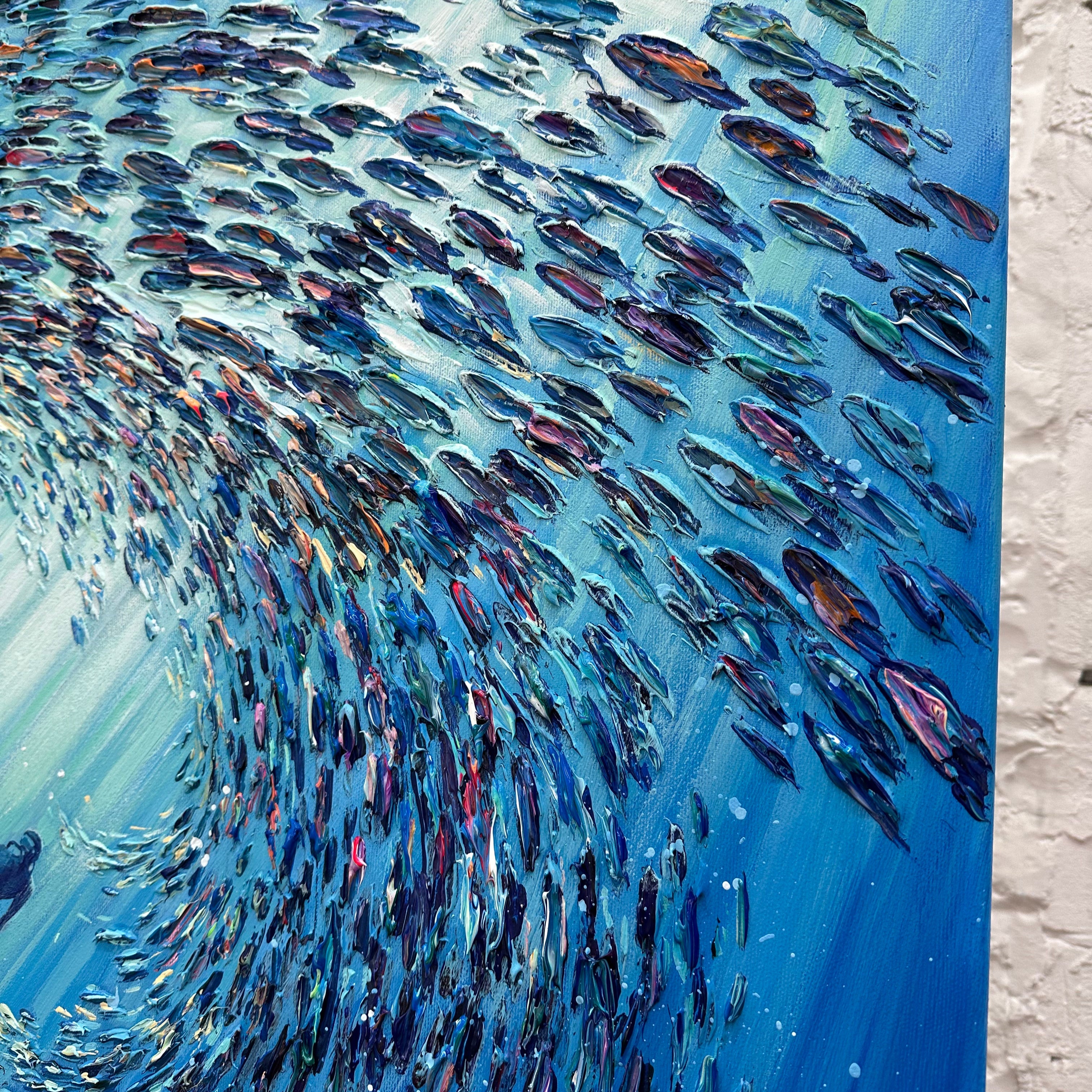 Rich textured blue tones art OCEAN BALLET