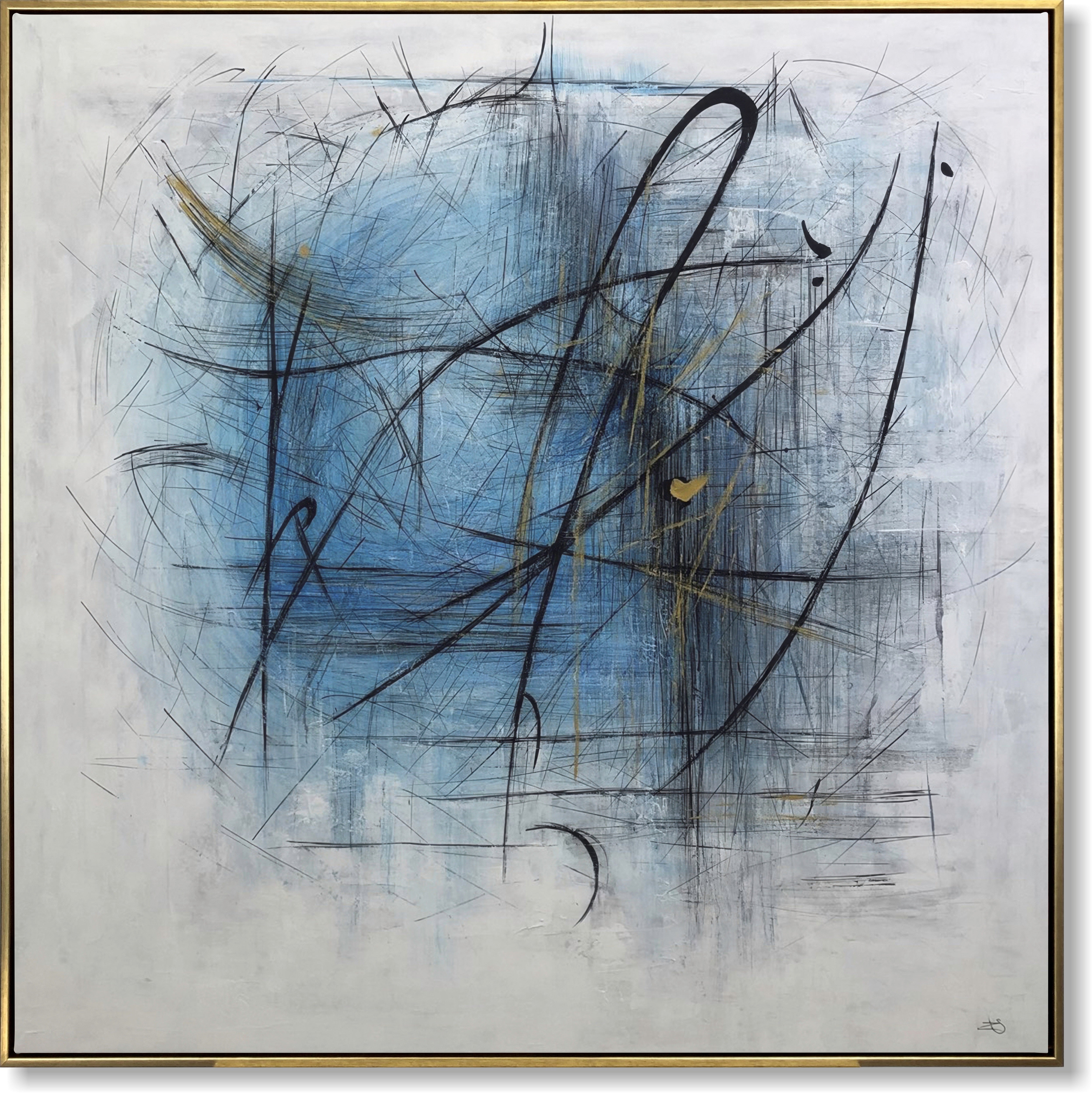 Oversized abstract line painting WINTER PATTERN Unstretched