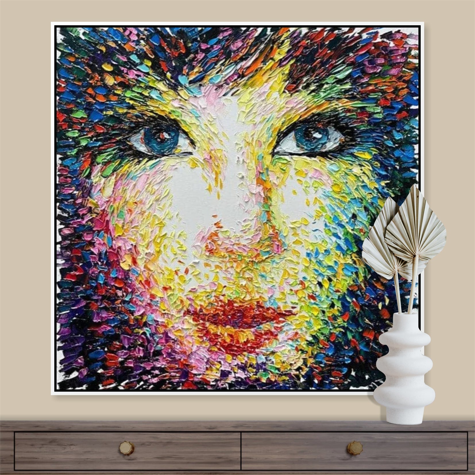Abstract Figurative Painting on Canvas Original Woman Portrait Wall Ar