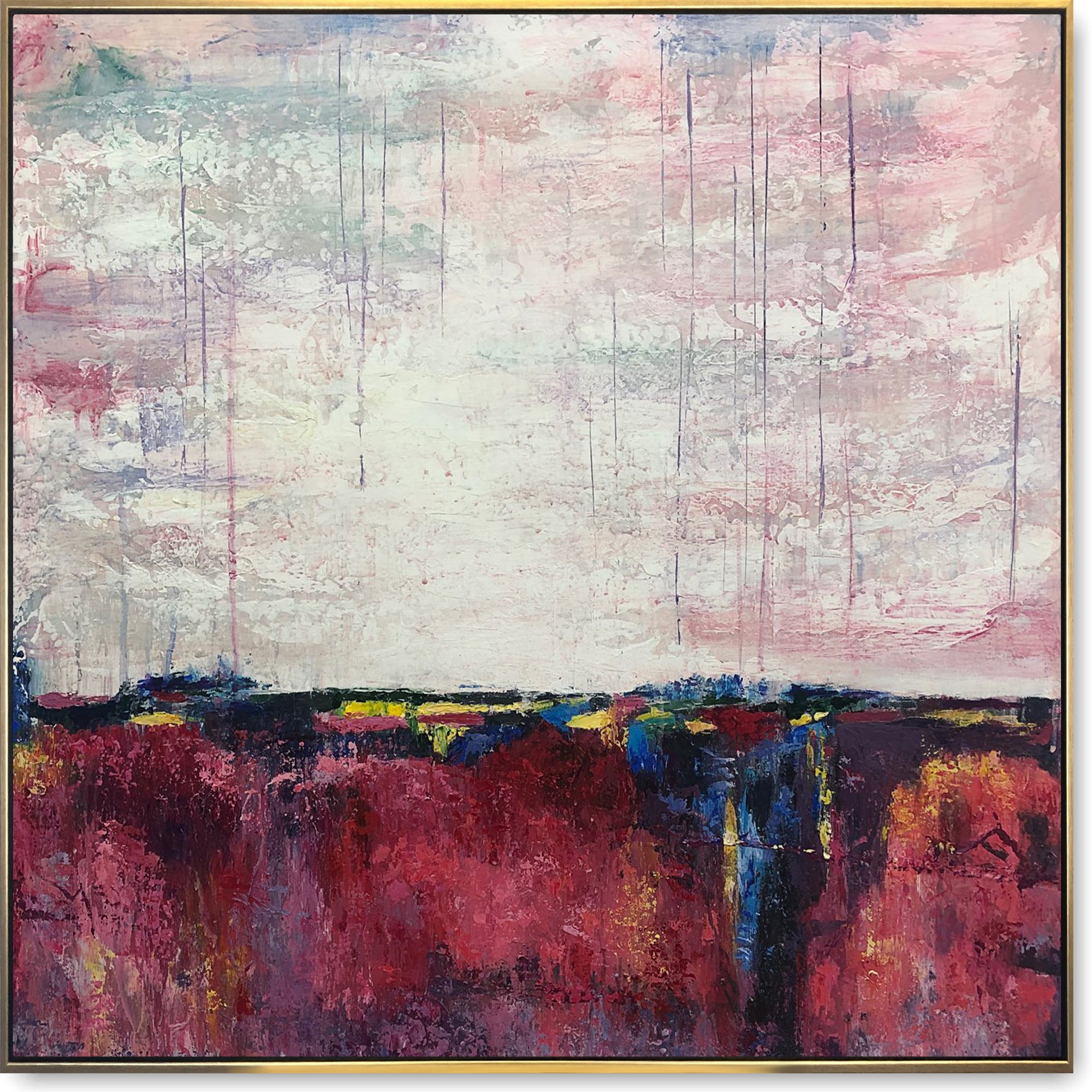 Abstract horizon wall art CRIMSON LAKE