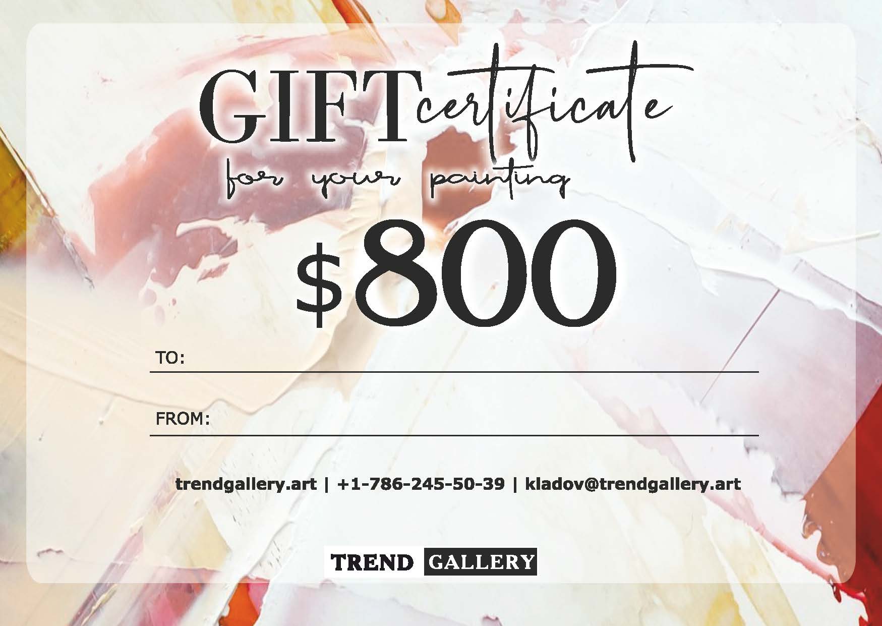 GIFT CERTIFICATE 800