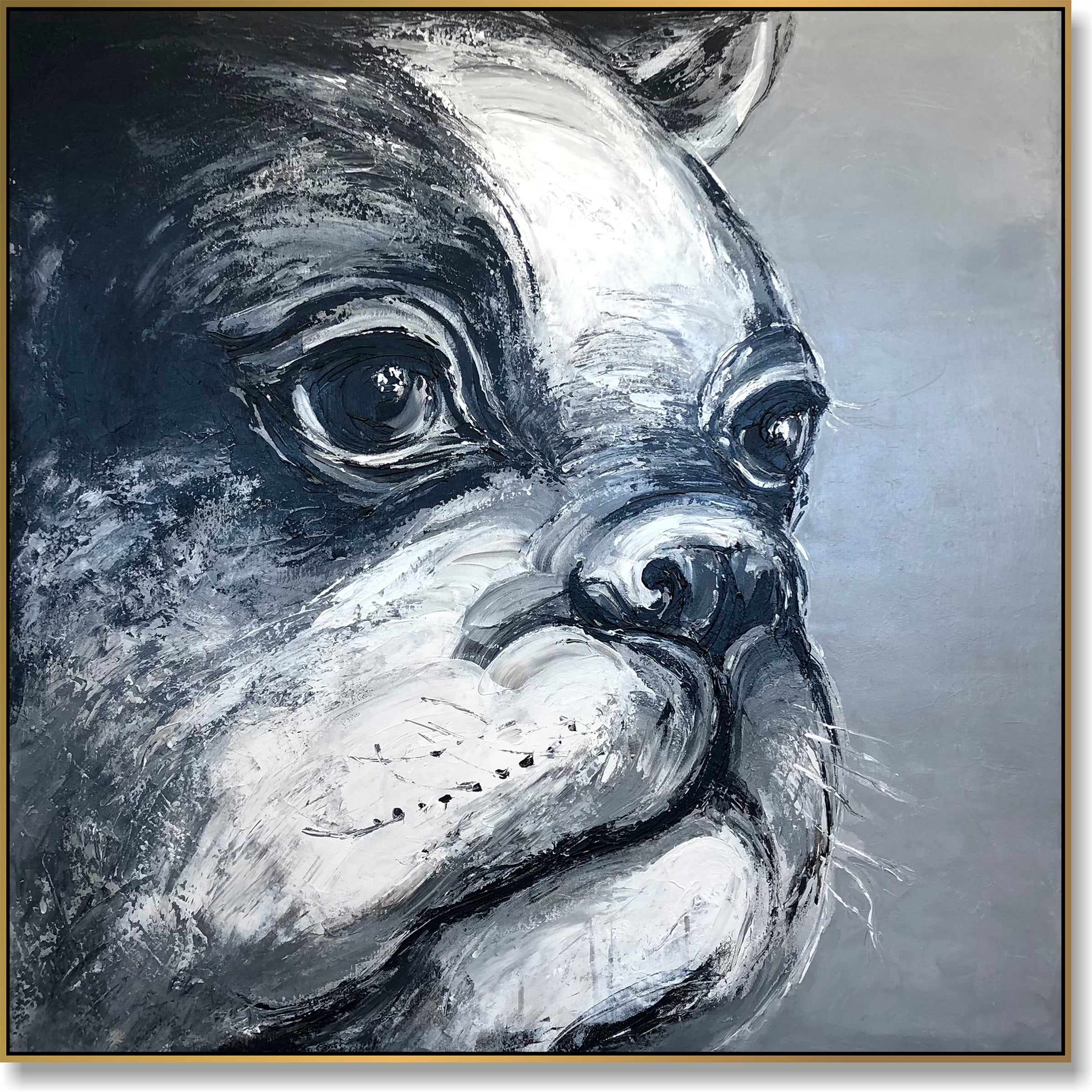 Colorful pet animal oil painting BULLDOG BENNY