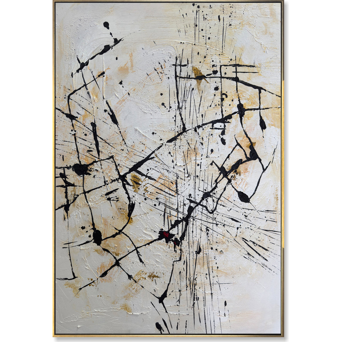 Abstract Painting Black and White Splatter Art Minimalist Canvas Wall ...