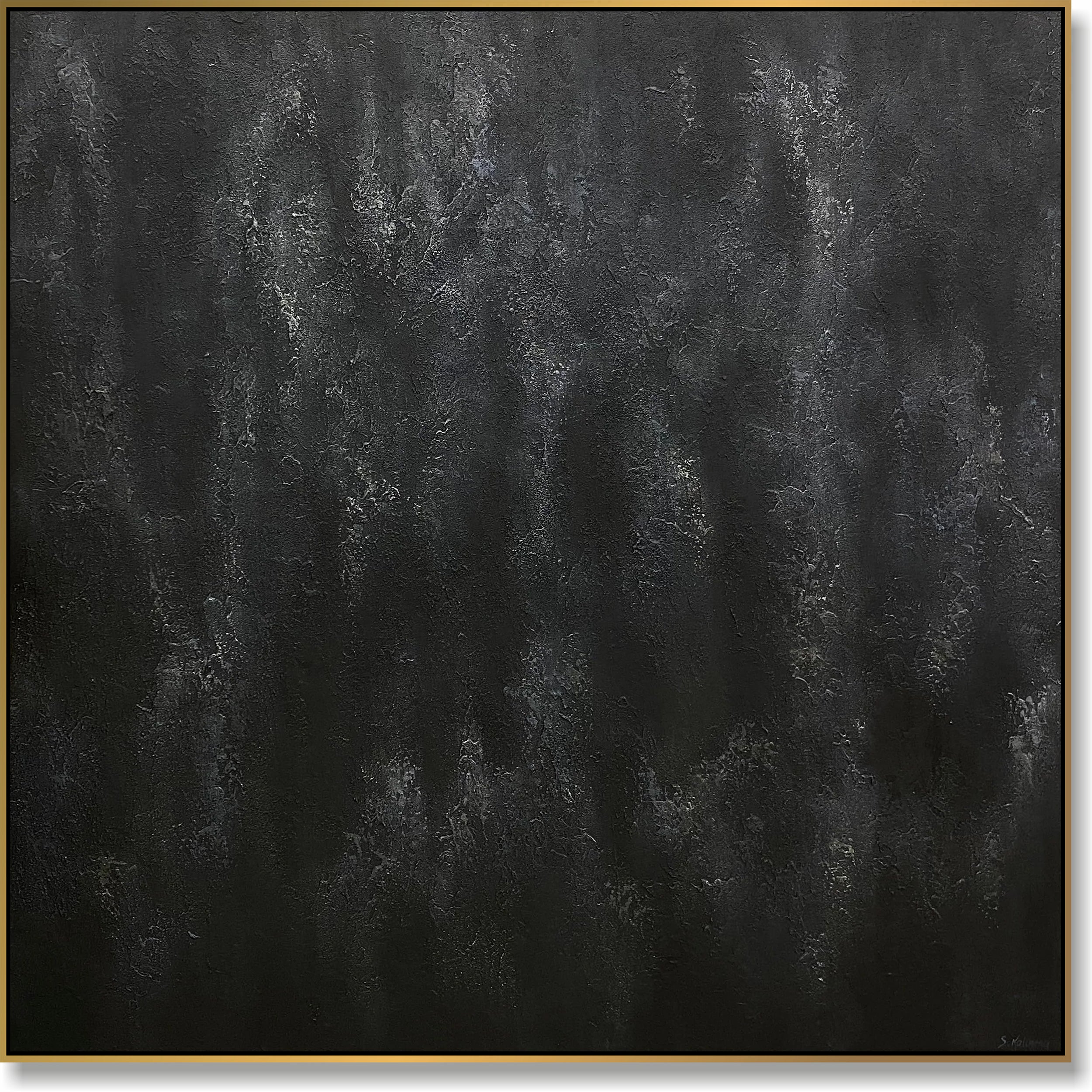 Abstract black heavy textured art TOTAL BLACK