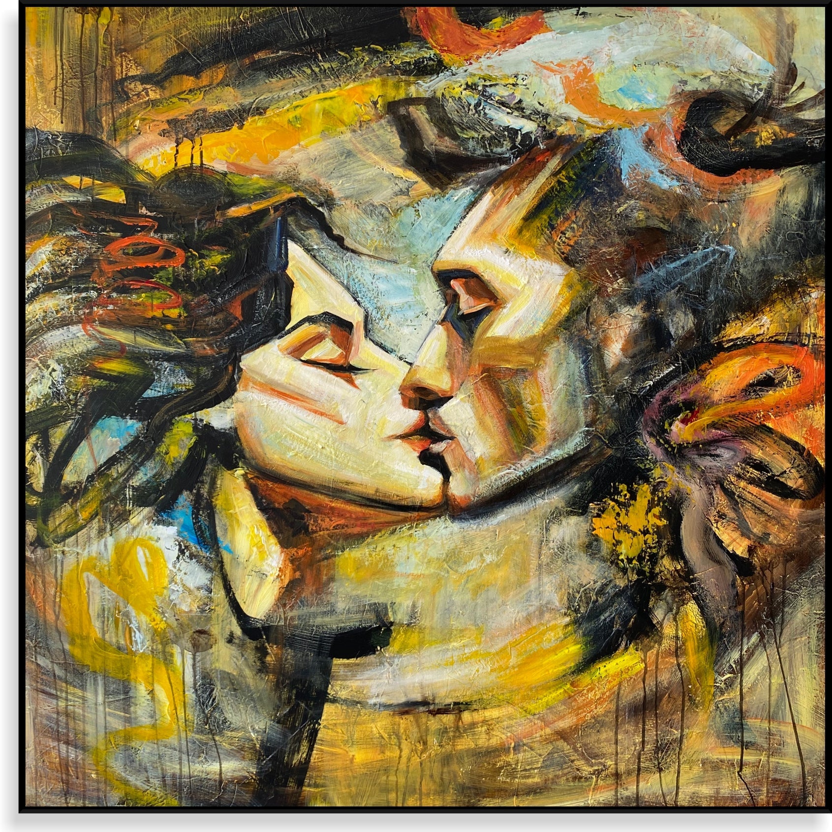 Abstract love romantic figuratie painting CONNECTIONS OF SOULS