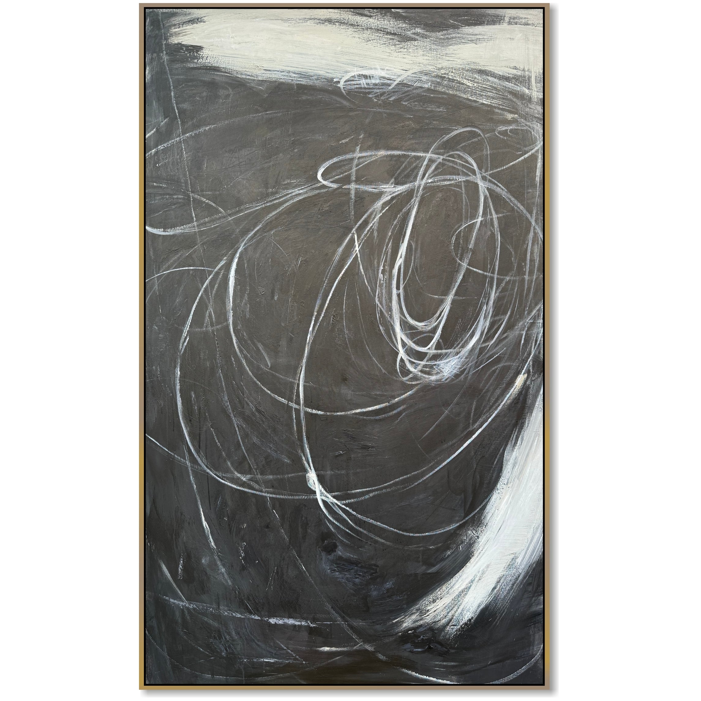 Black and white painting abstract GRAVITY'S DANCE