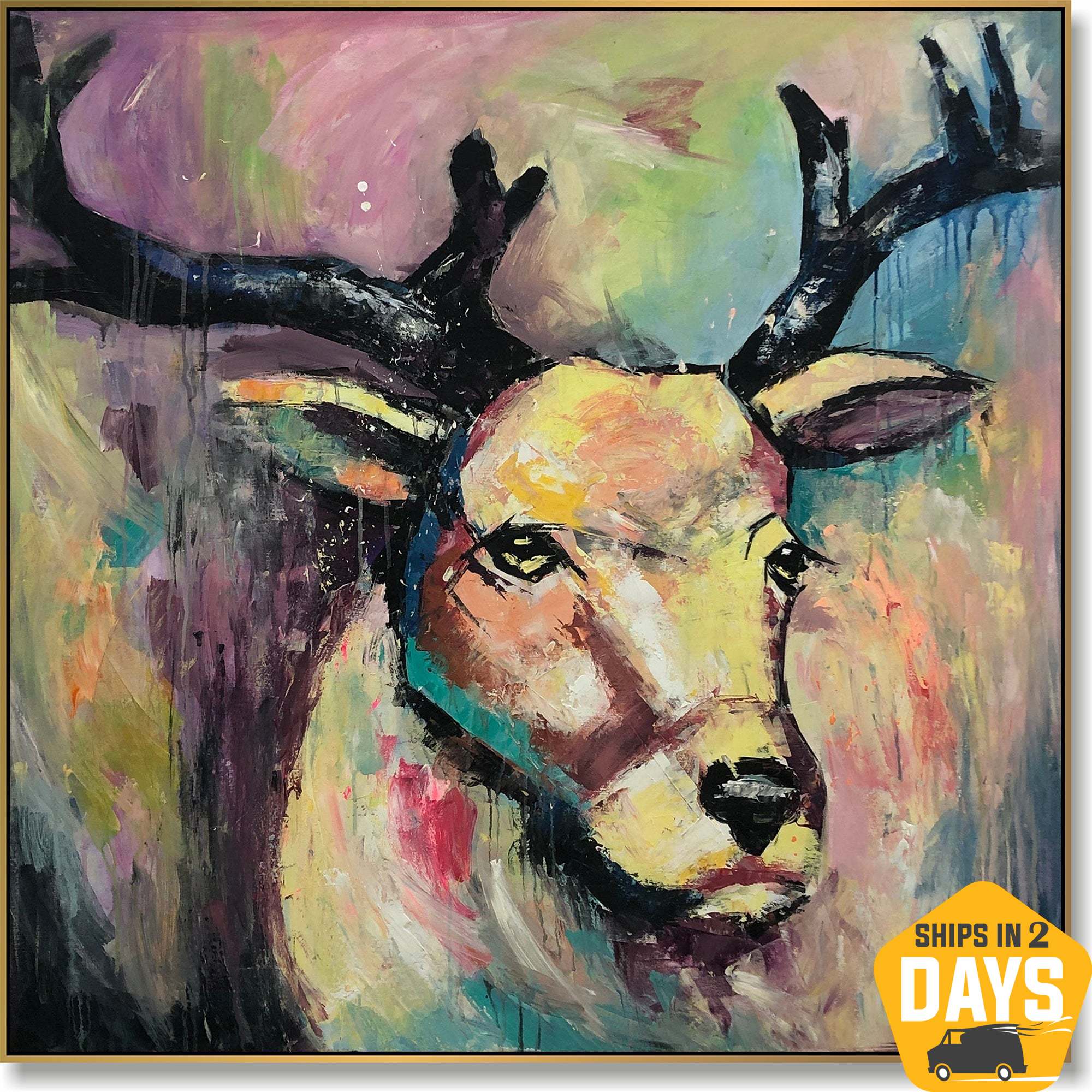 WILD DEER 40"x40"