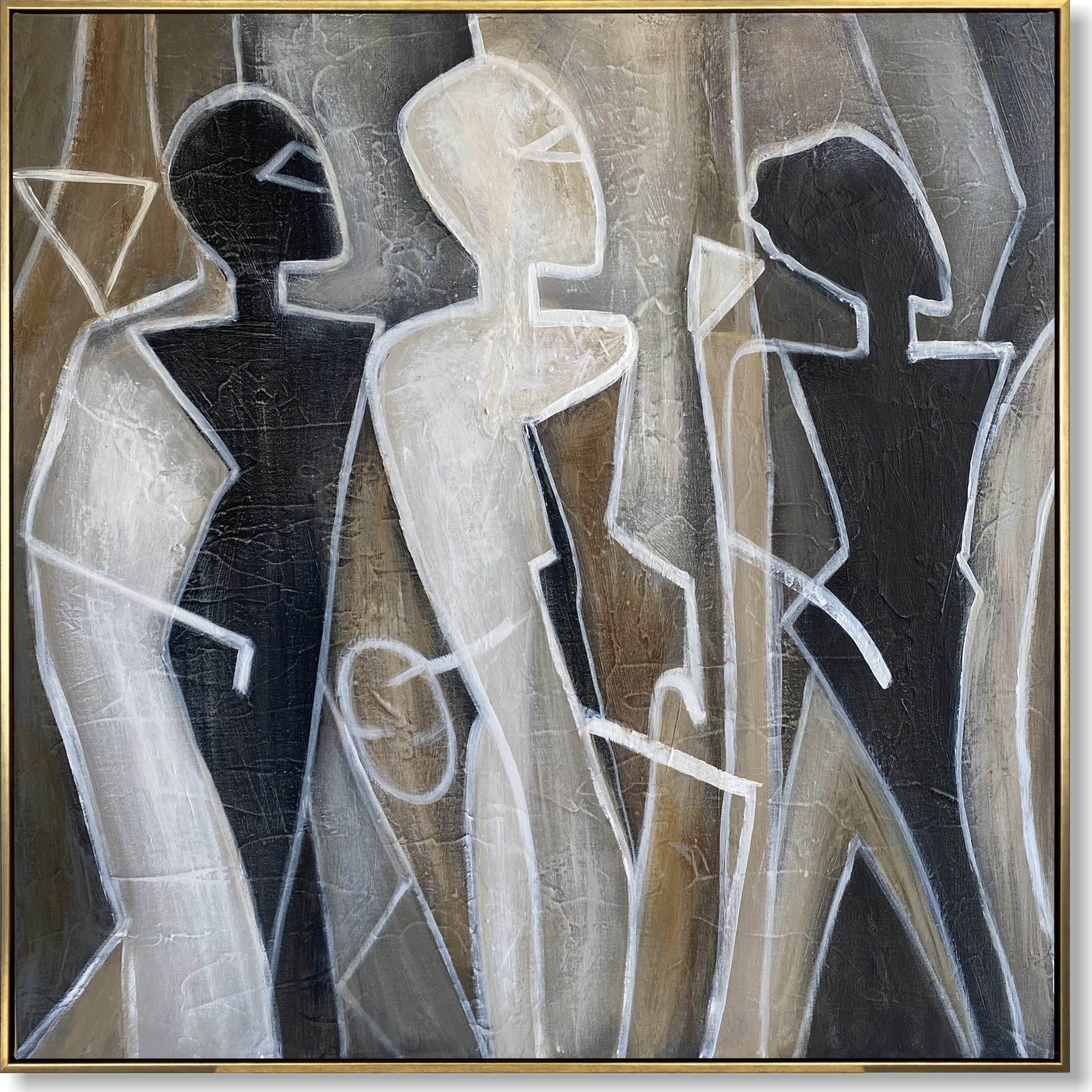 Expressionist abstract human figure painting GEOMETRIC SILHOUETTES