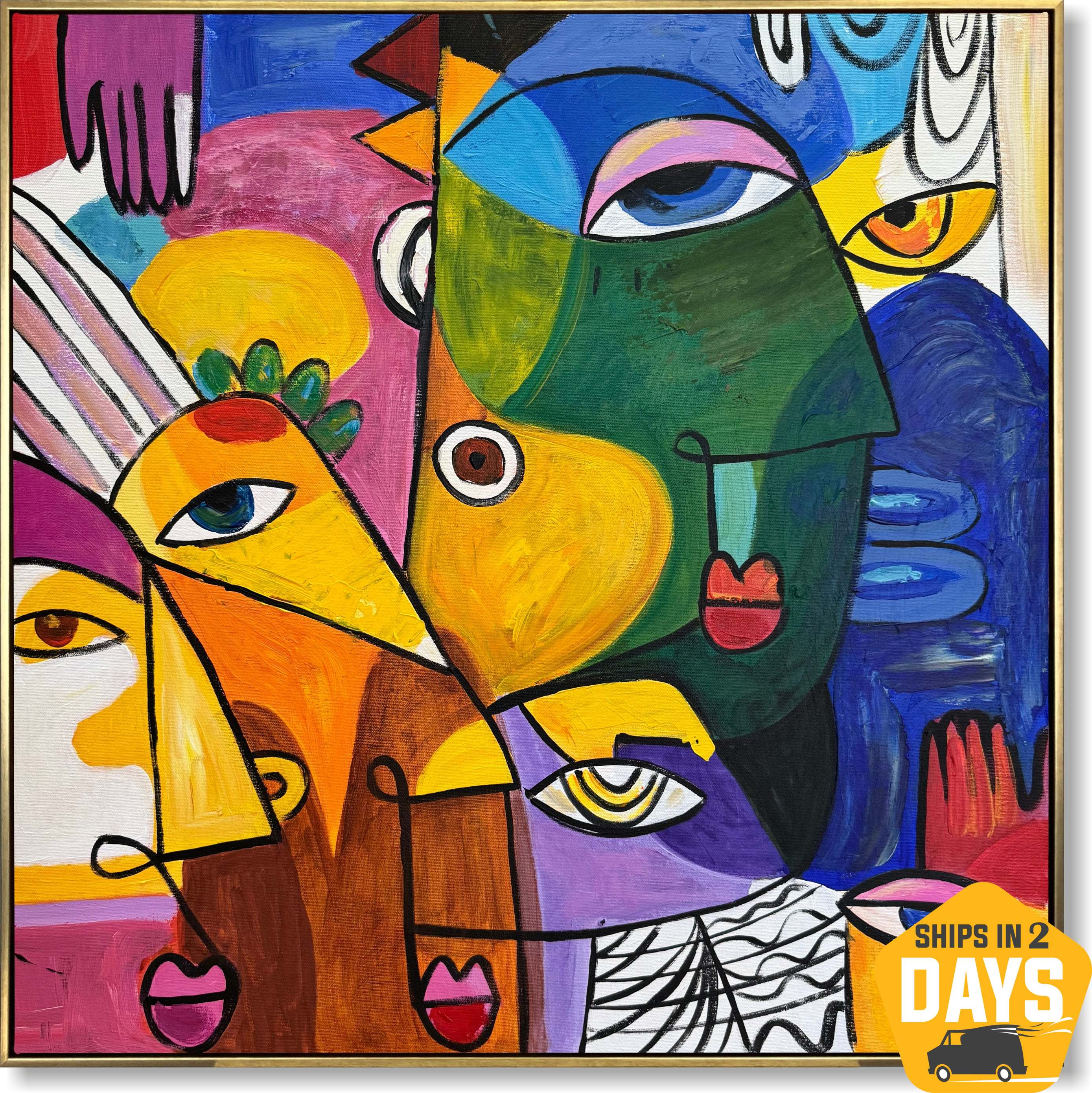 GEOMETRIC FACES 26"x26"