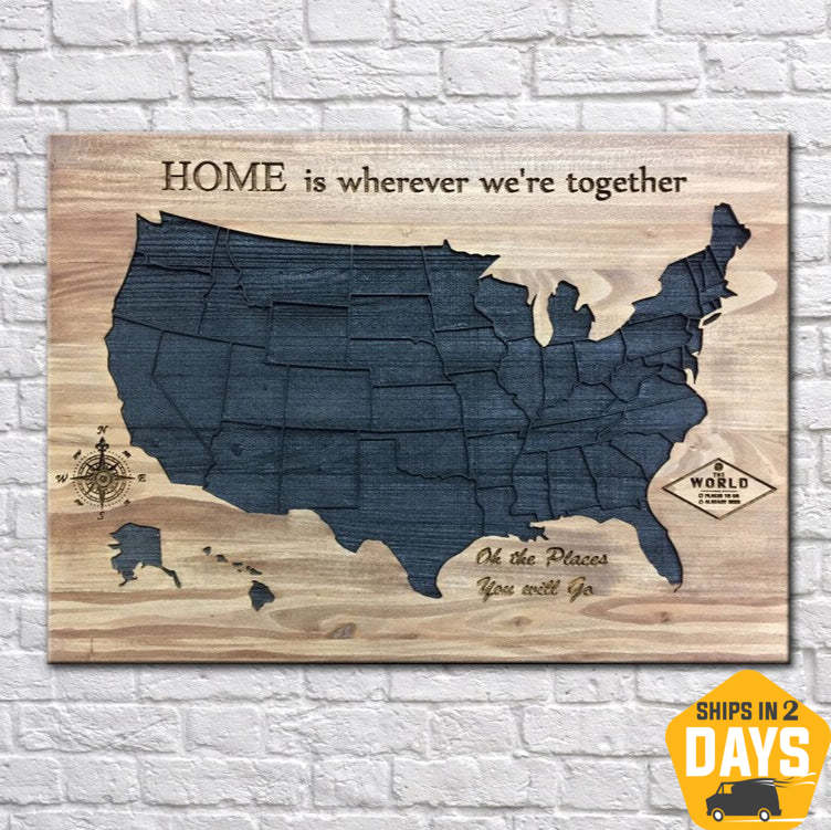 WOODEN UNITED STATES MAP 15.2"x19.7"