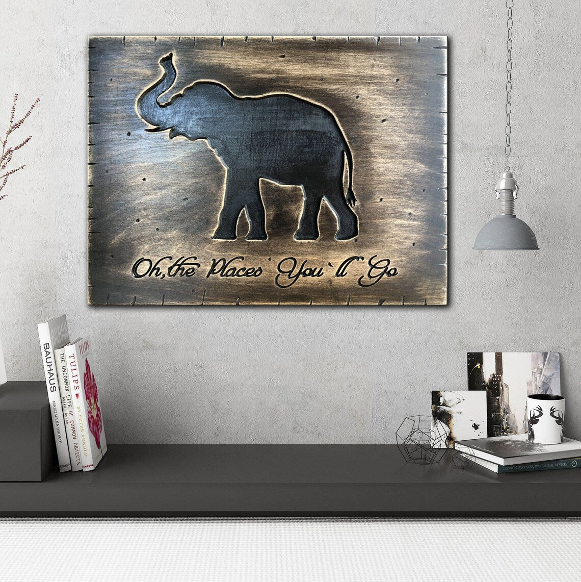 WOODEN ELEPHANT SIGN 11.8"x15.7"