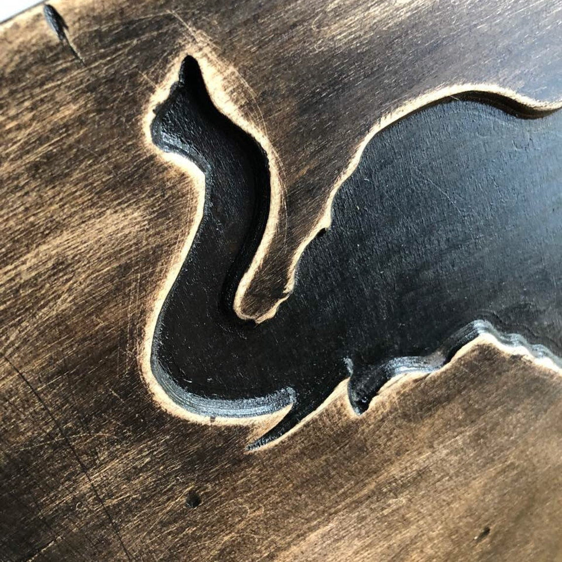 WOODEN ELEPHANT SIGN 11.8"x15.7"