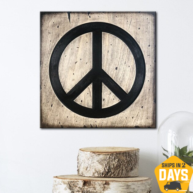 WOOD PEACE SYMBOL 11.8"x11.8"